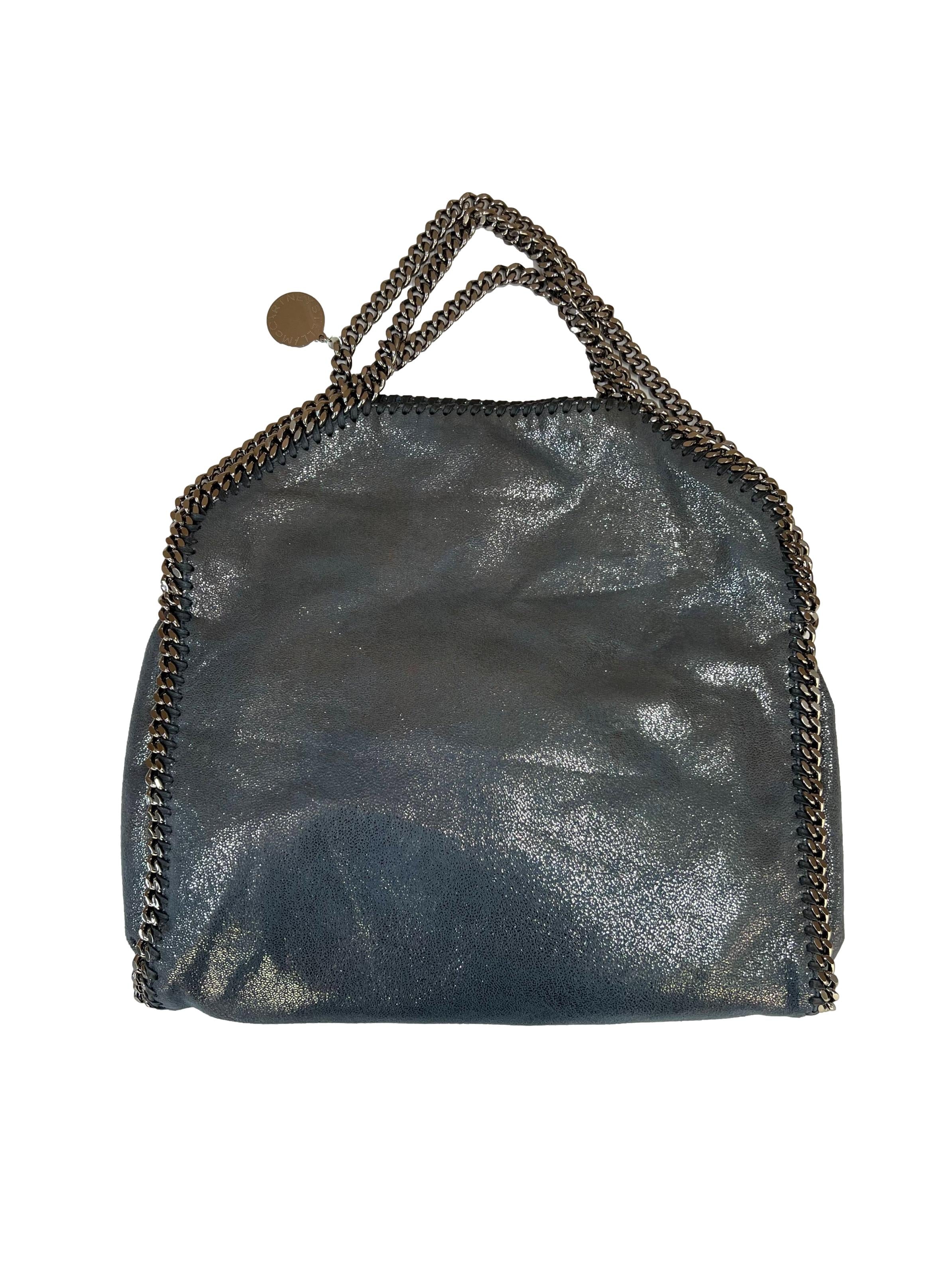 Dusty Blue Leather Falabella Peral 3 Chain Foldover Tote Bag CSN