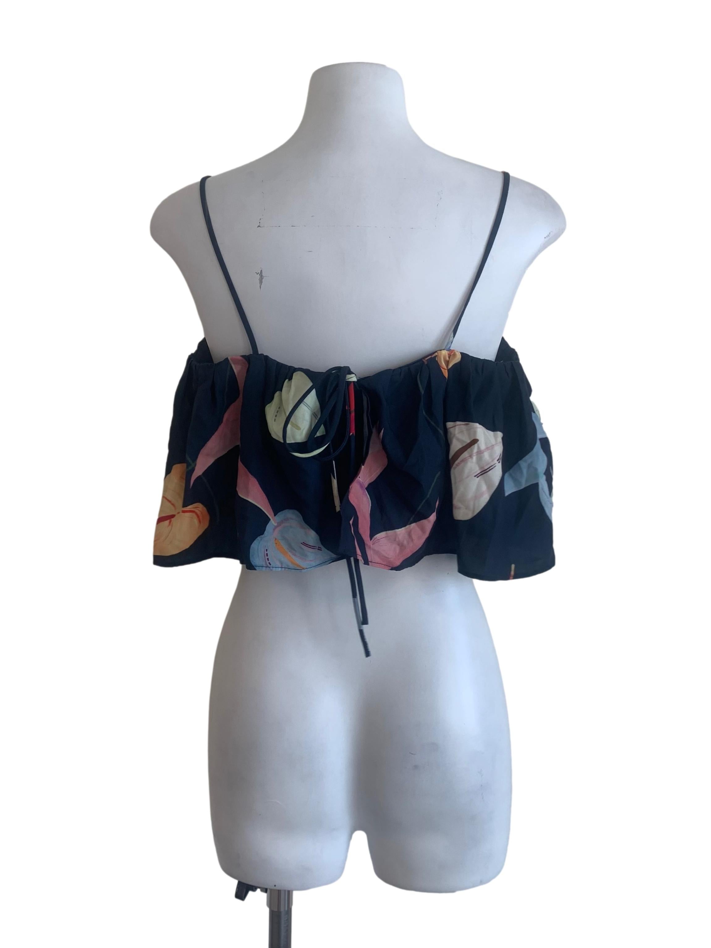 Aegean Blue Floral Pattern Top
