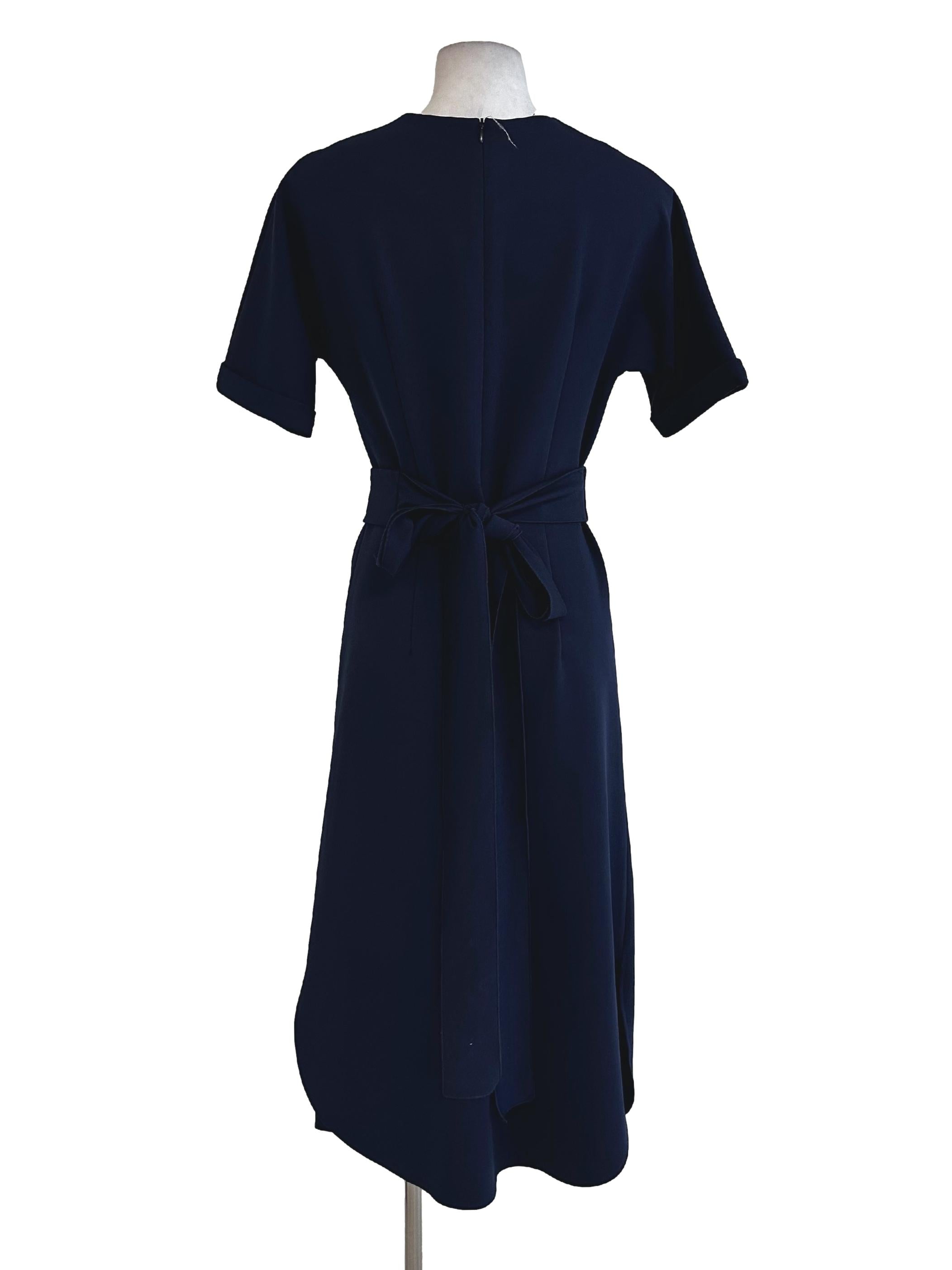 Berry Blue Round Neck Slit Dress