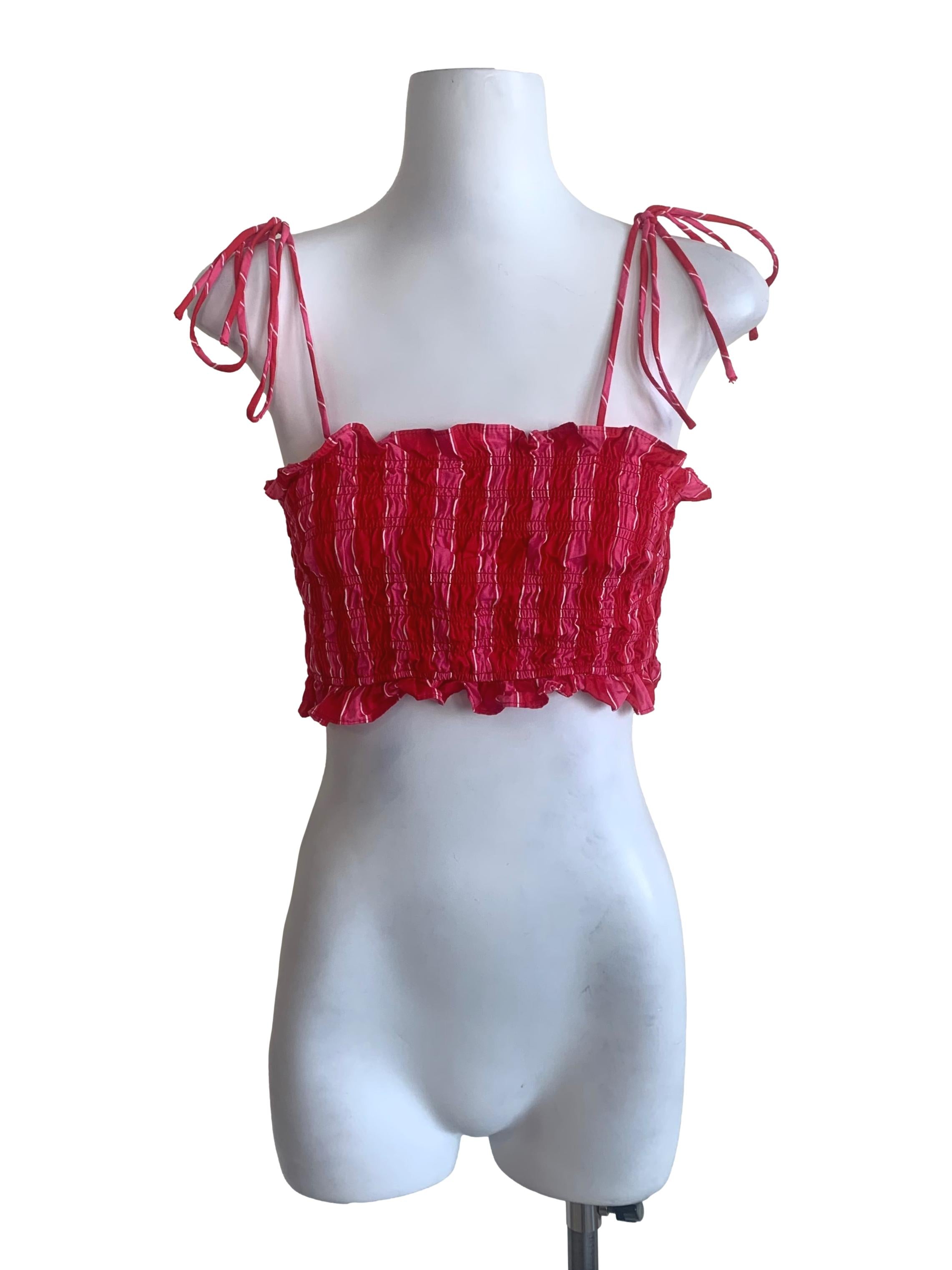 Lipstick Red Gingham Pattern Top