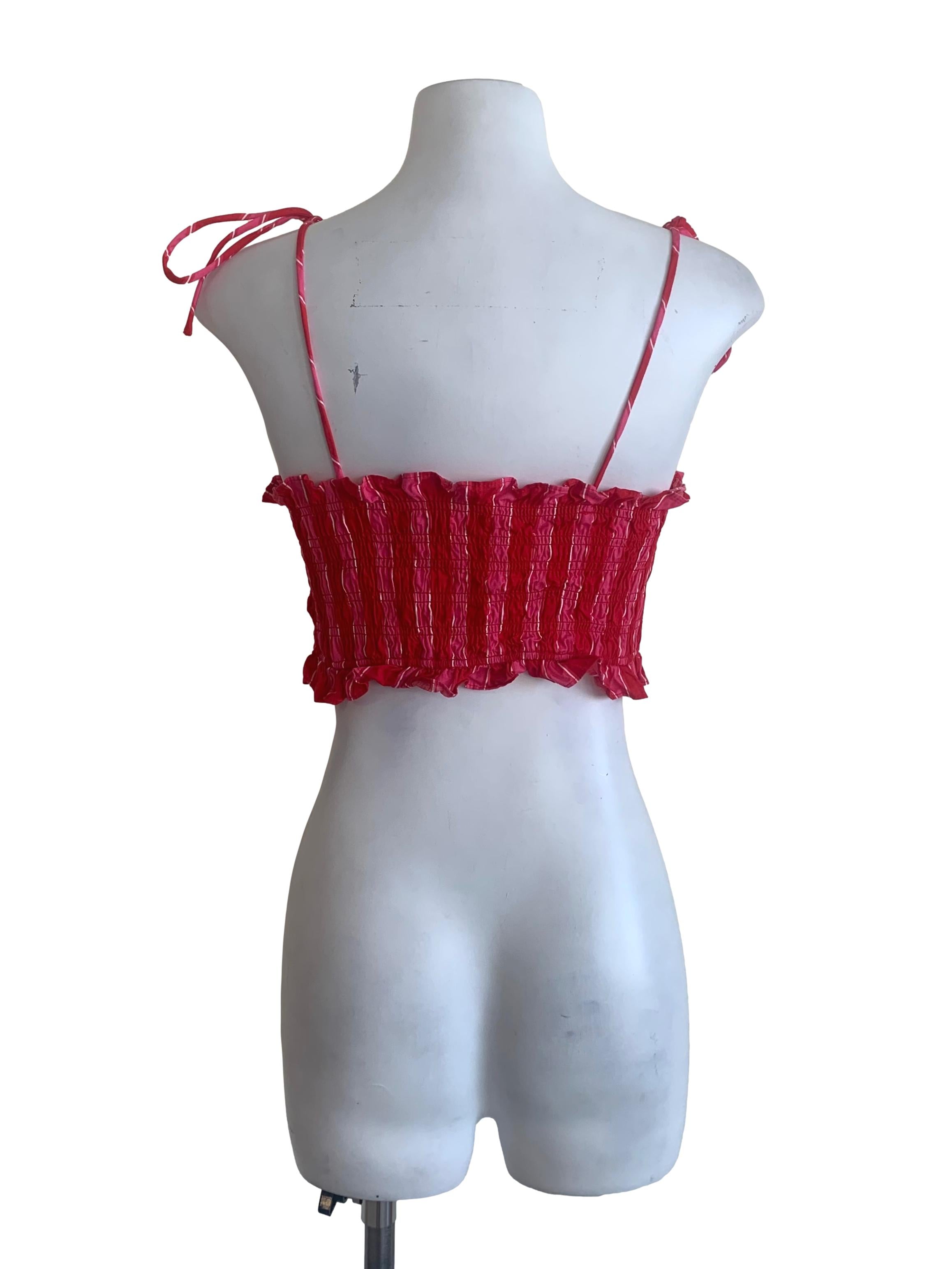 Lipstick Red Gingham Pattern Top