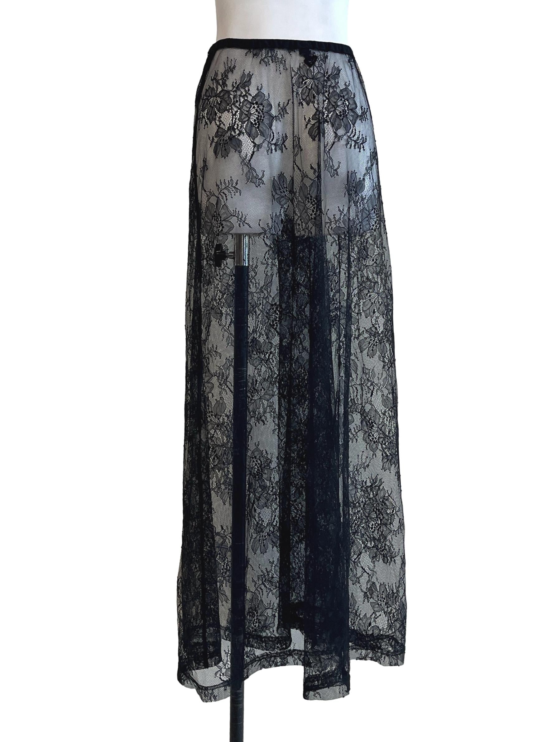 Ink Black Lace A-Line Skirt