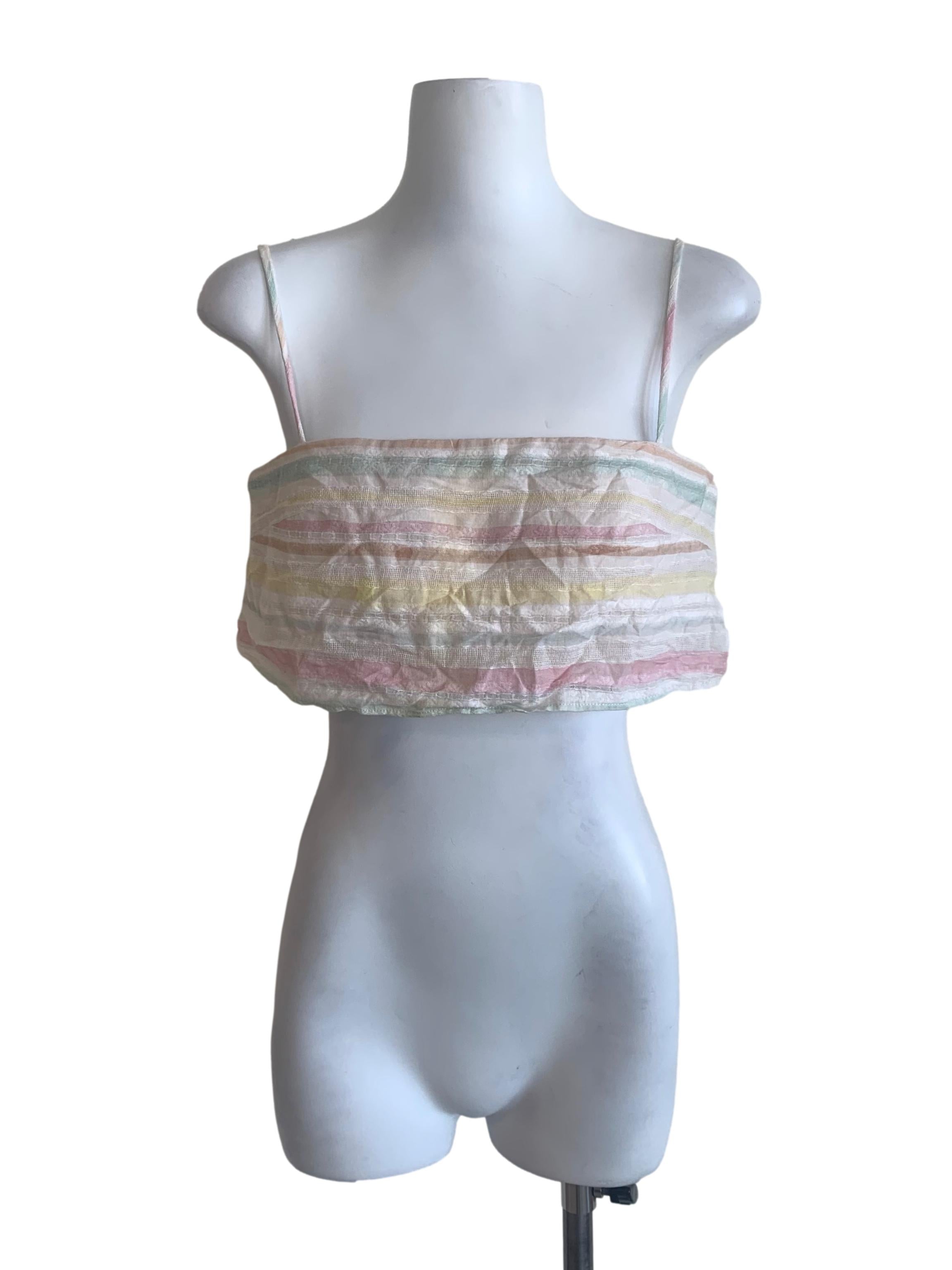 Bone Beige Multicolour Stripe Top