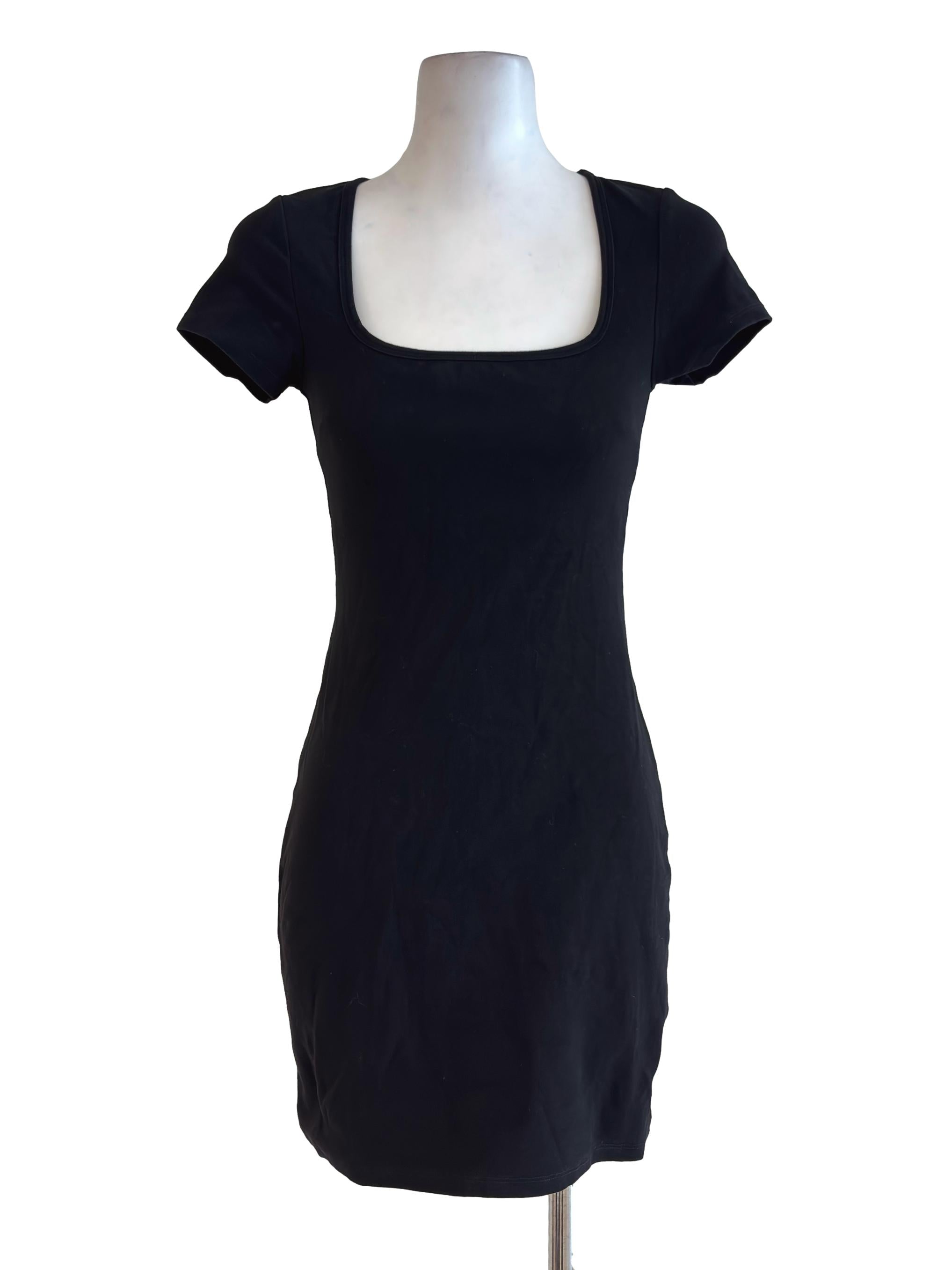 Black Square Neck Bodycon Mini Dress