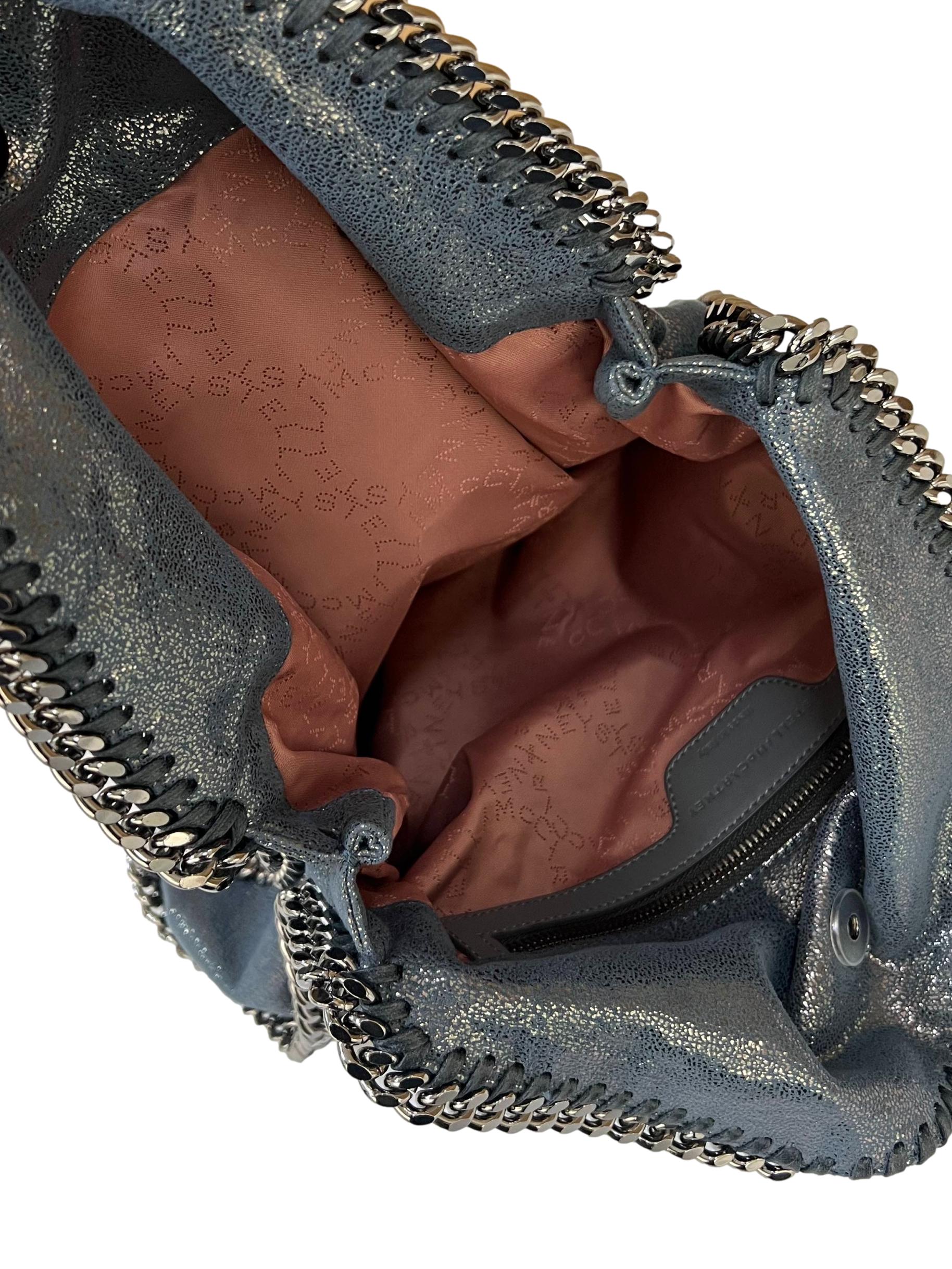 Dusty Blue Leather Falabella Peral 3 Chain Foldover Tote Bag CSN