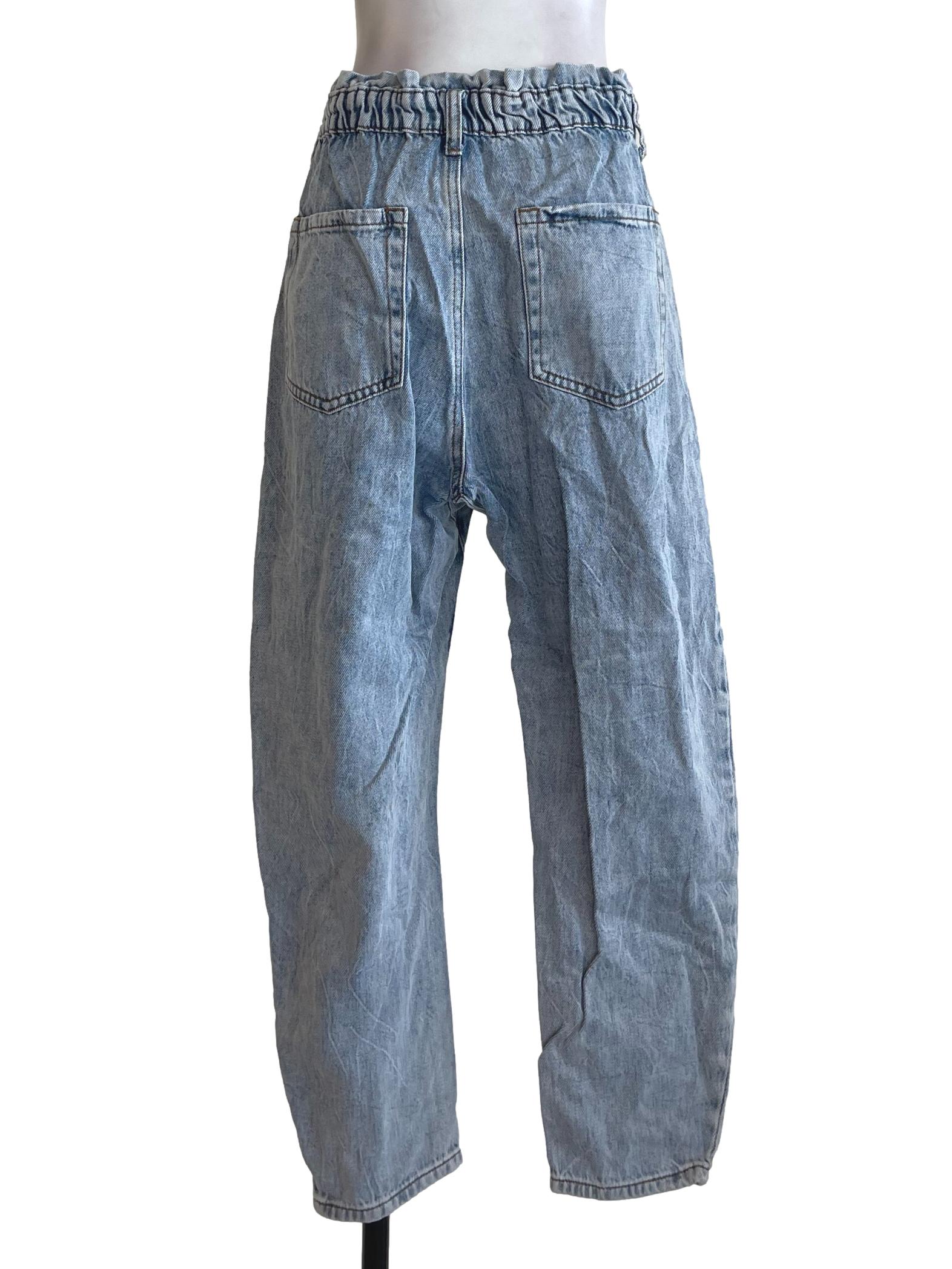 Washed Blue Elastic Jeans LB