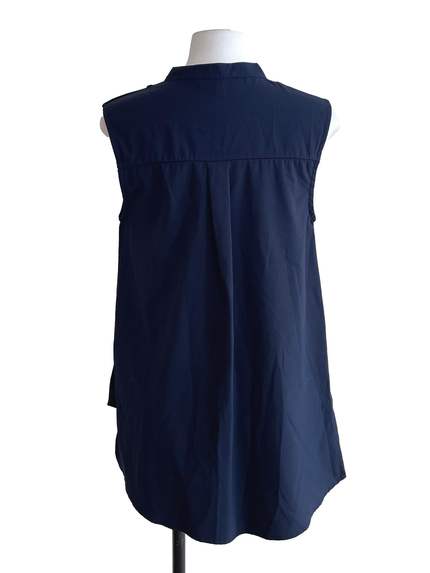Navy Military Sleeveless Blouse
