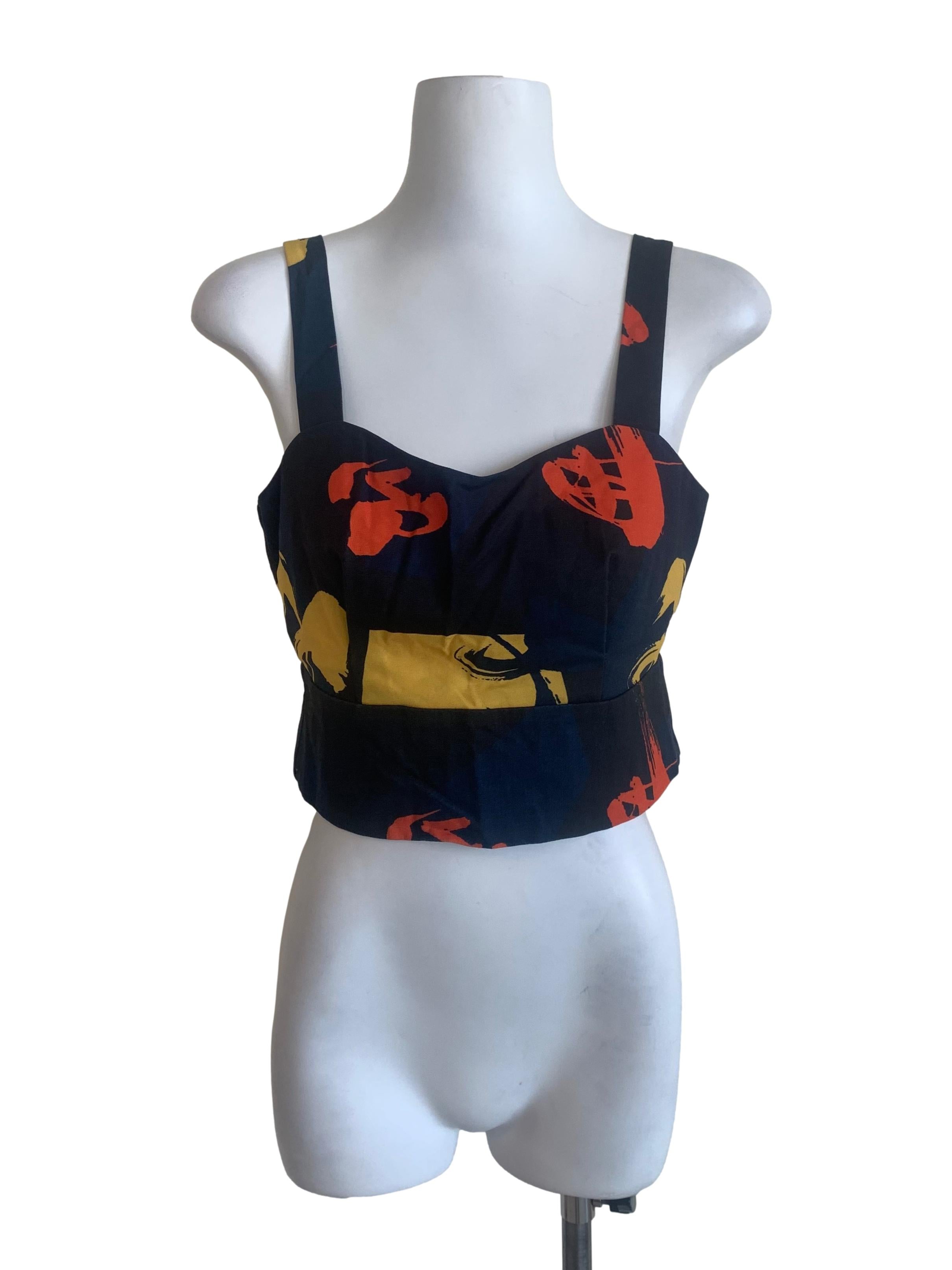 Berry Blue Pattern Sweetheart Neck Top