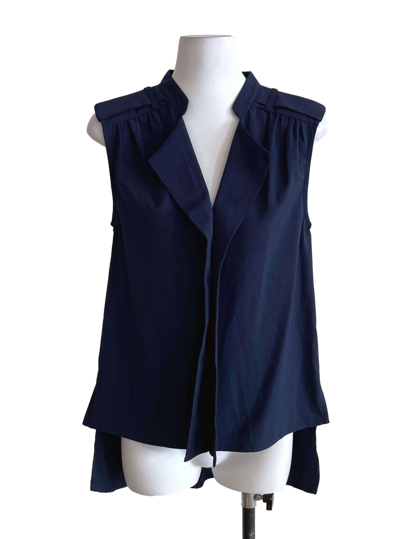 Navy Military Sleeveless Blouse