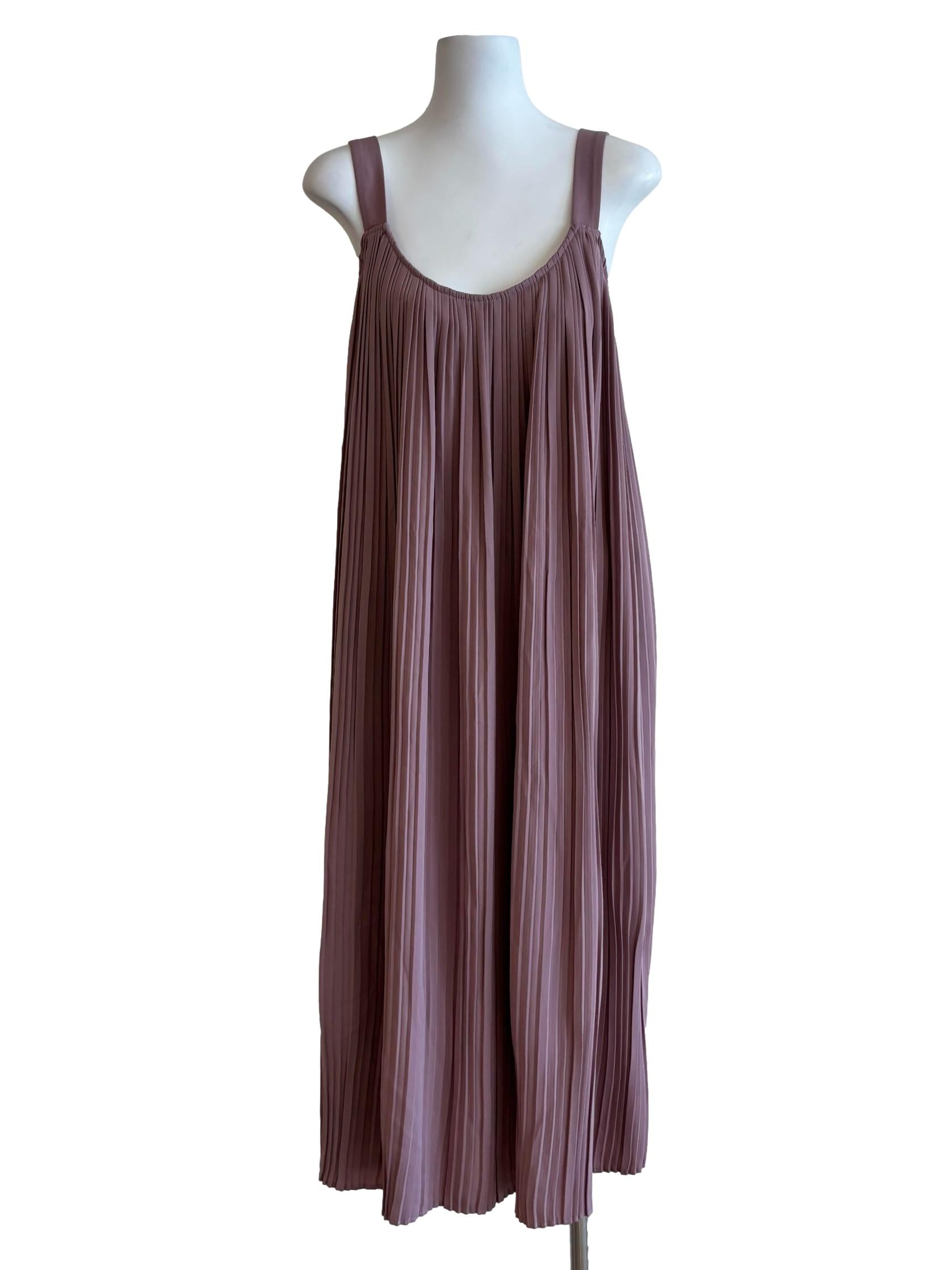Puce Pink Pleated Camisole Dress