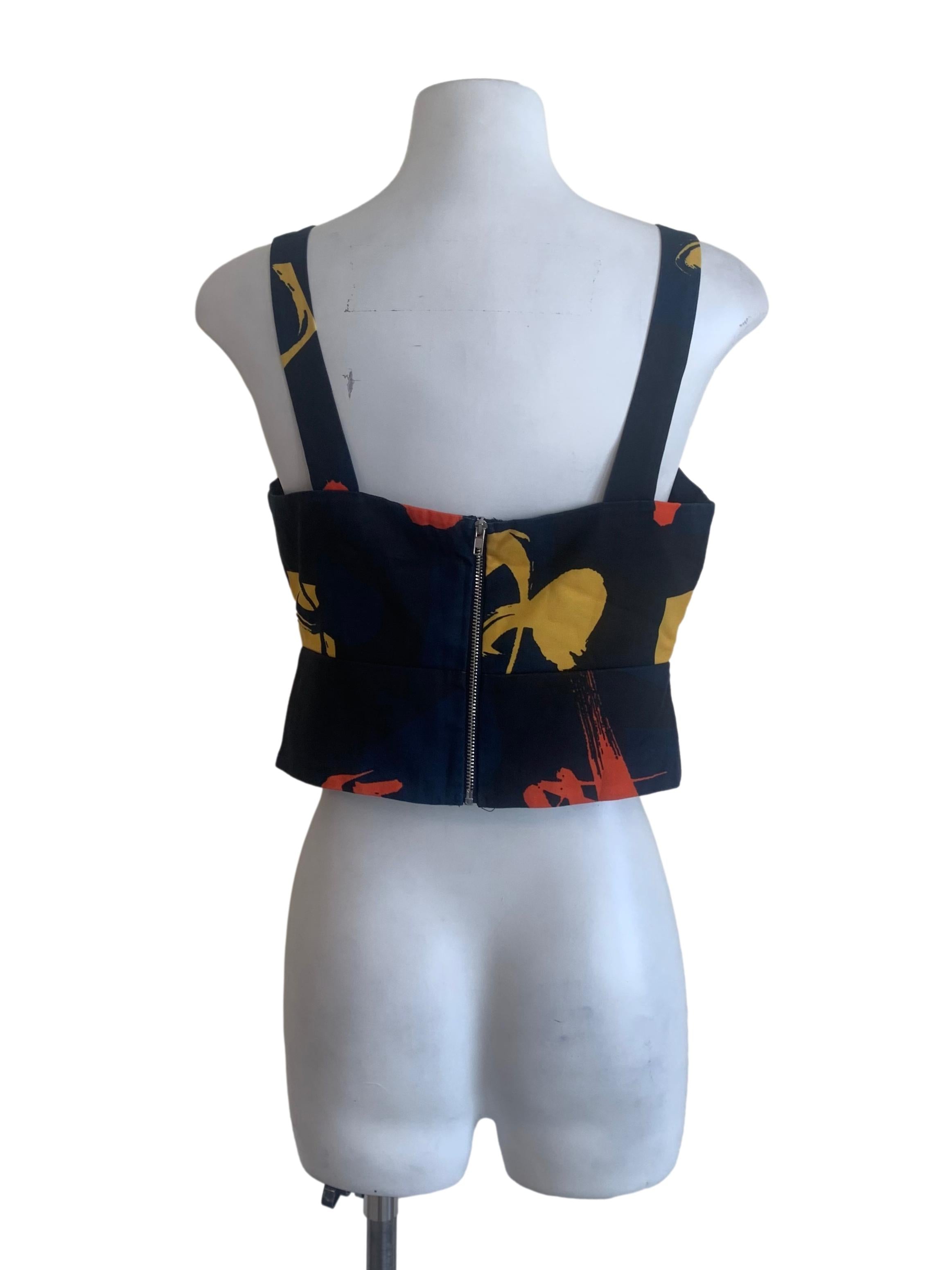 Berry Blue Pattern Sweetheart Neck Top