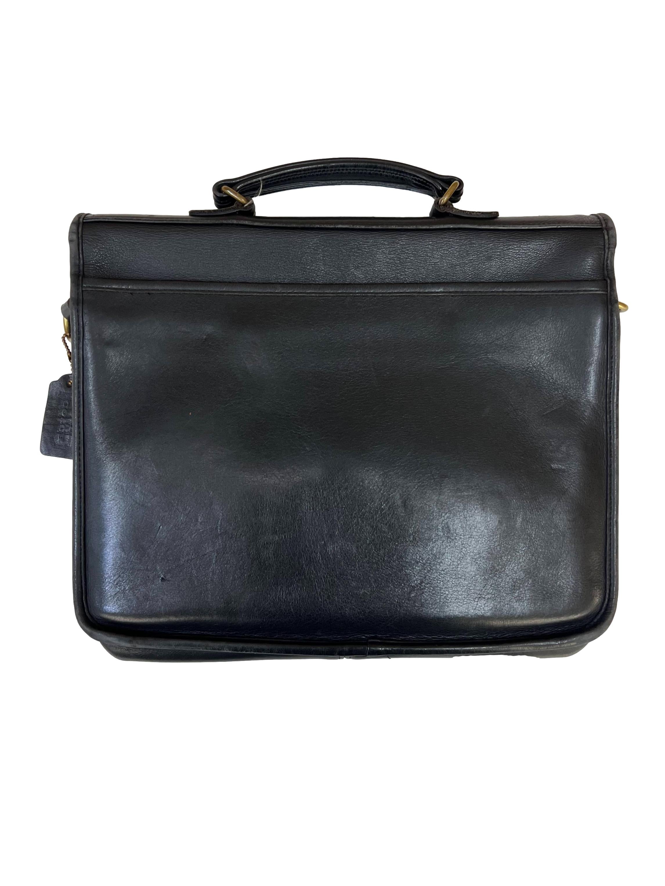 Black Leather Vintage Slim Leather Briefcase Bag CSN