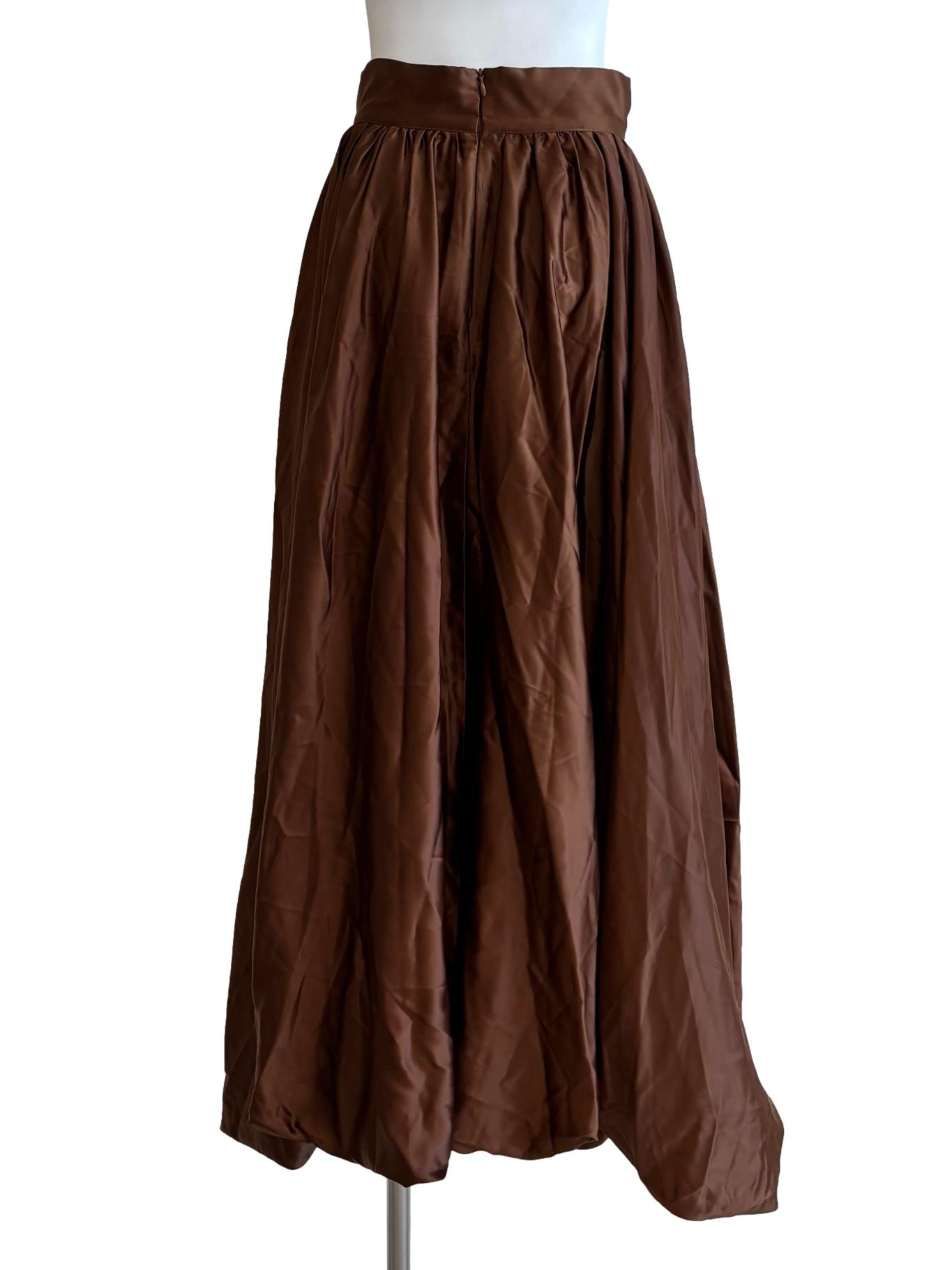 Chocolate Satin Bubble Skirt