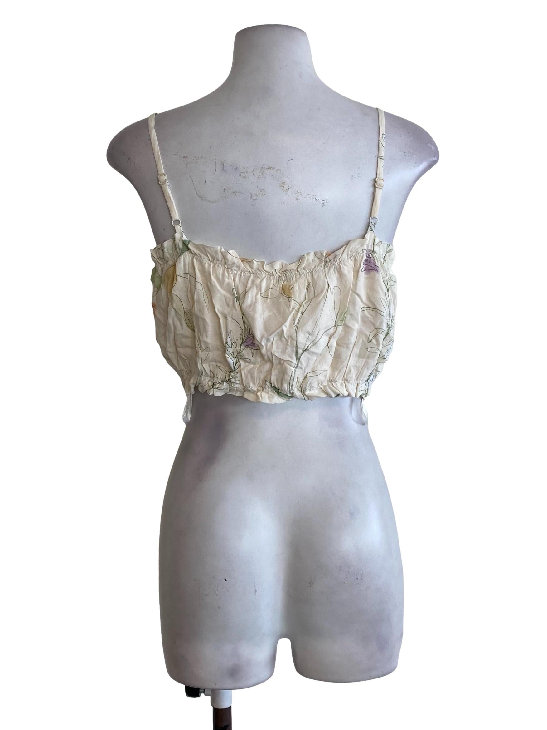 Beige Floral Tube Top