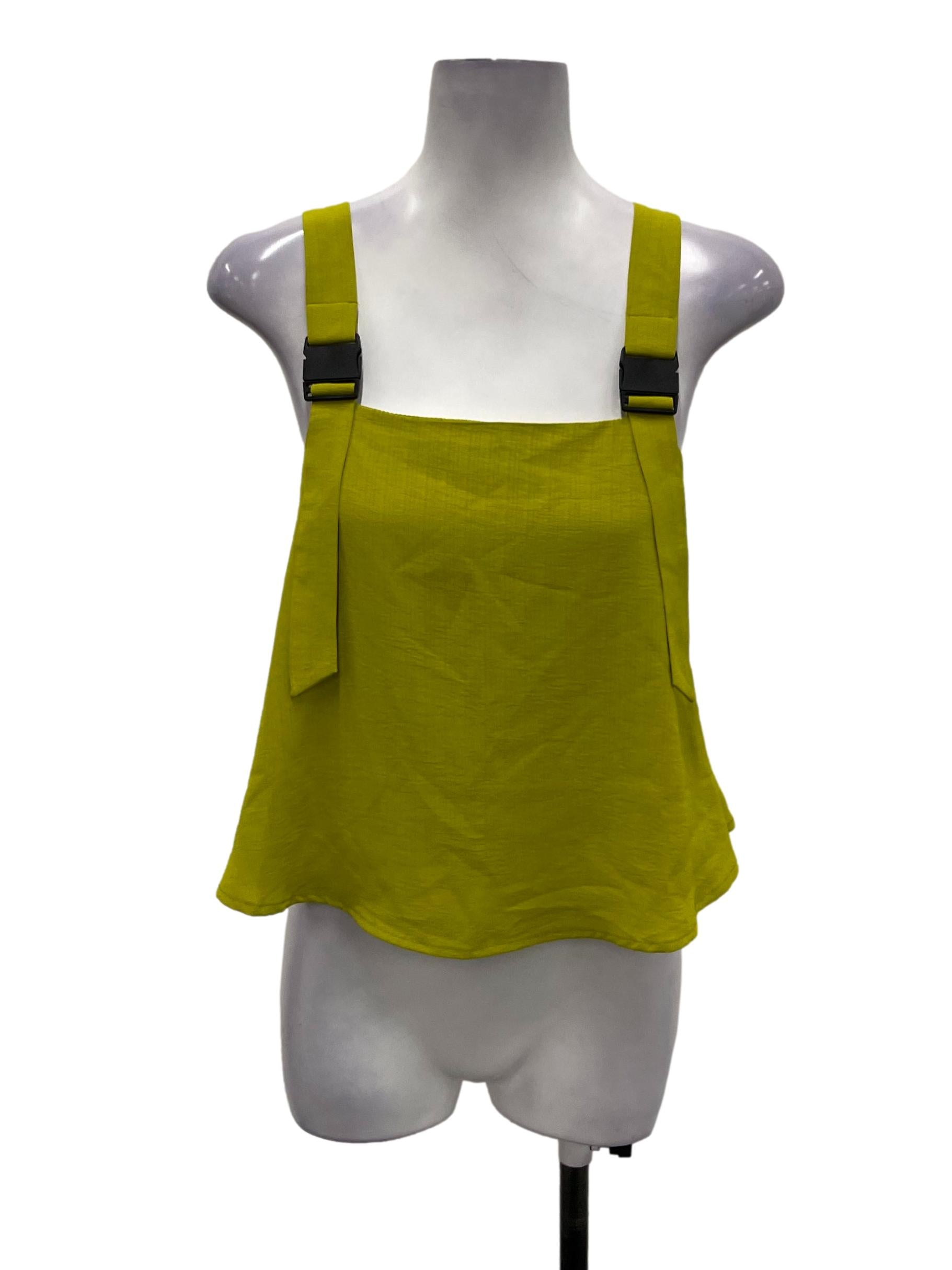 Your Sew Mate Lime Green Buckle Strap Sleeveless Top