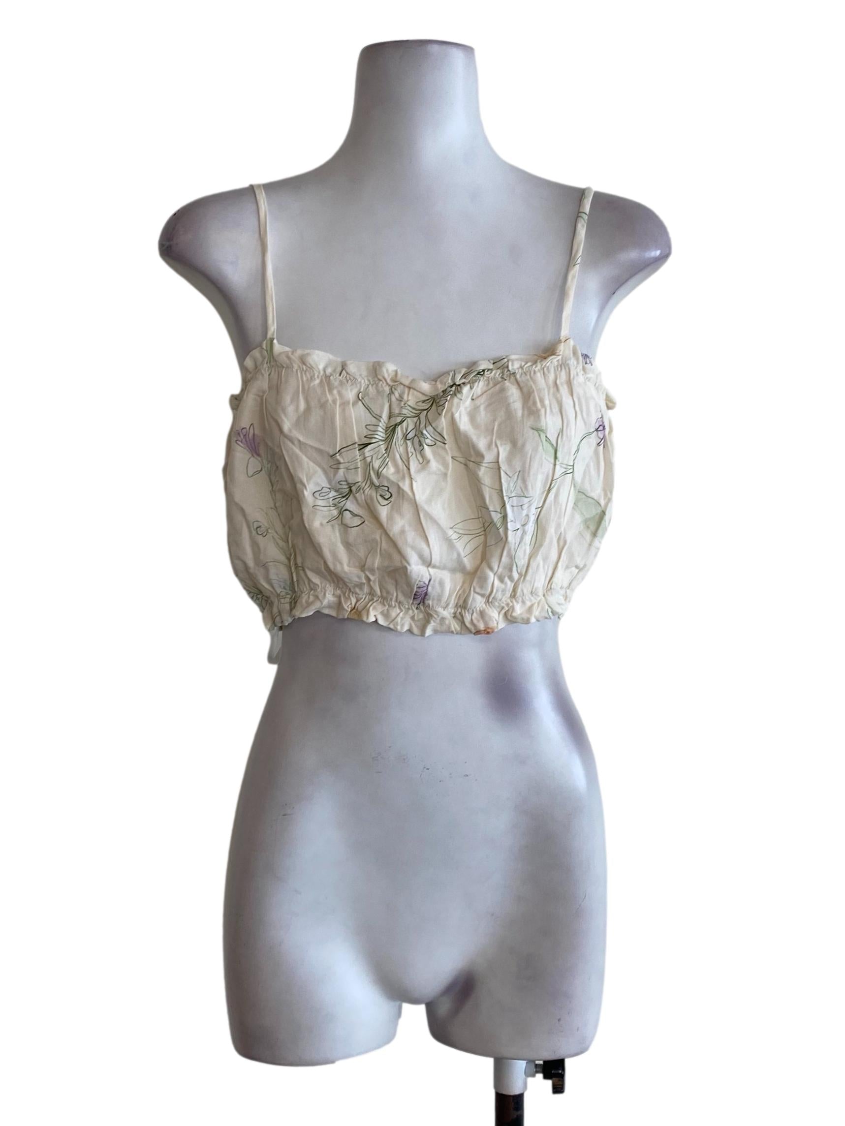 Beige Floral Tube Top