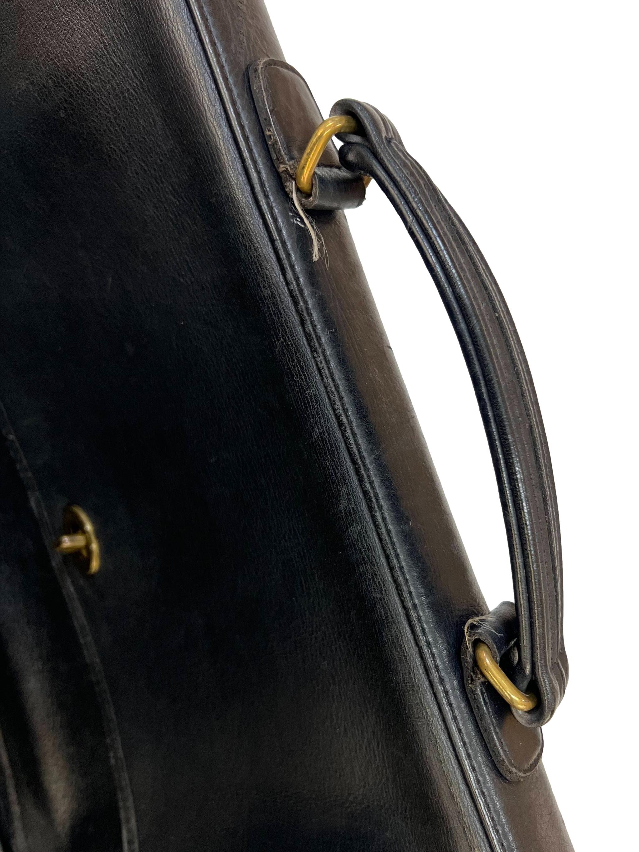 Black Leather Vintage Slim Leather Briefcase Bag CSN