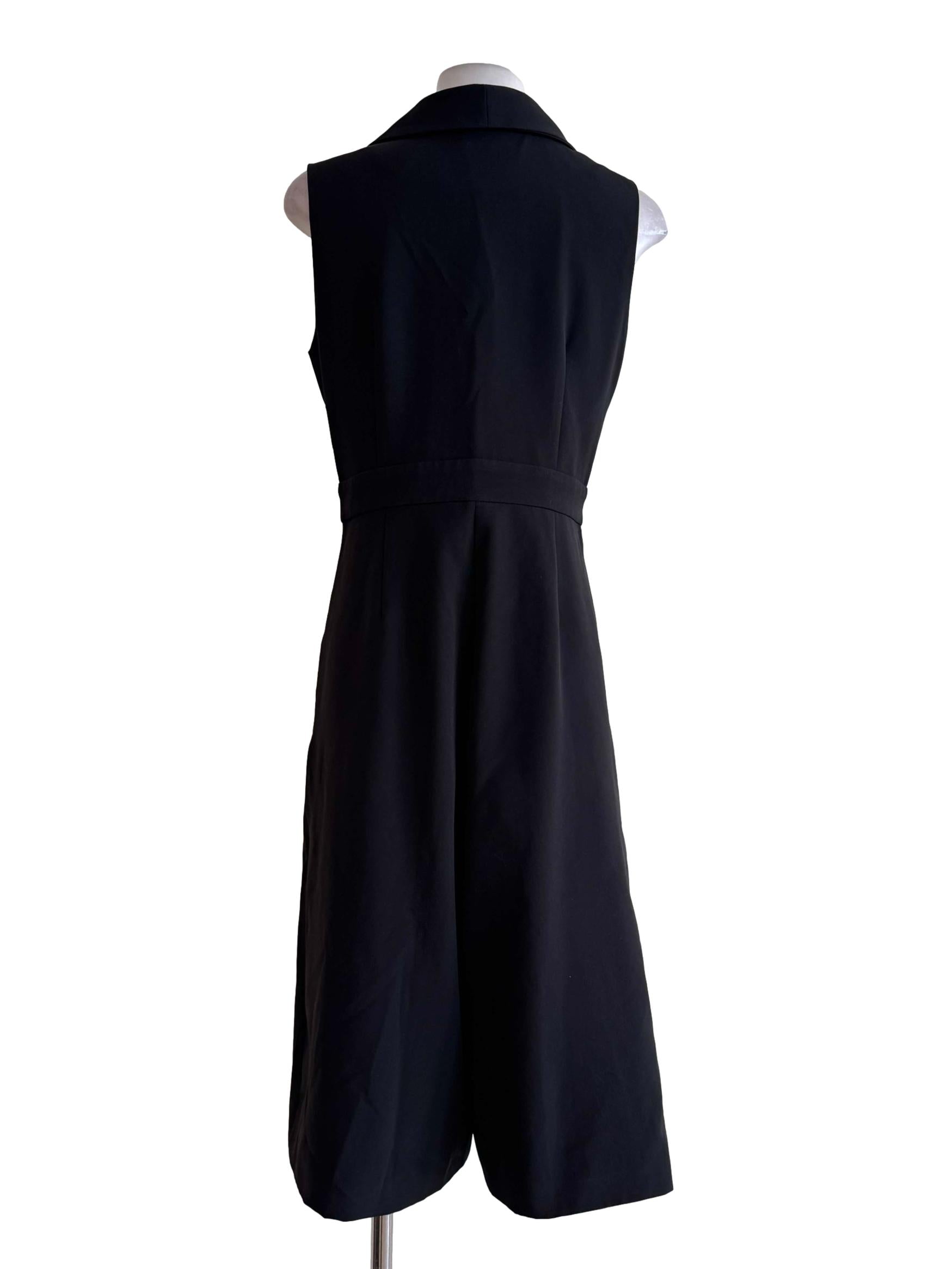 Black Wrap-Neck Sleeveless Jumpsuit