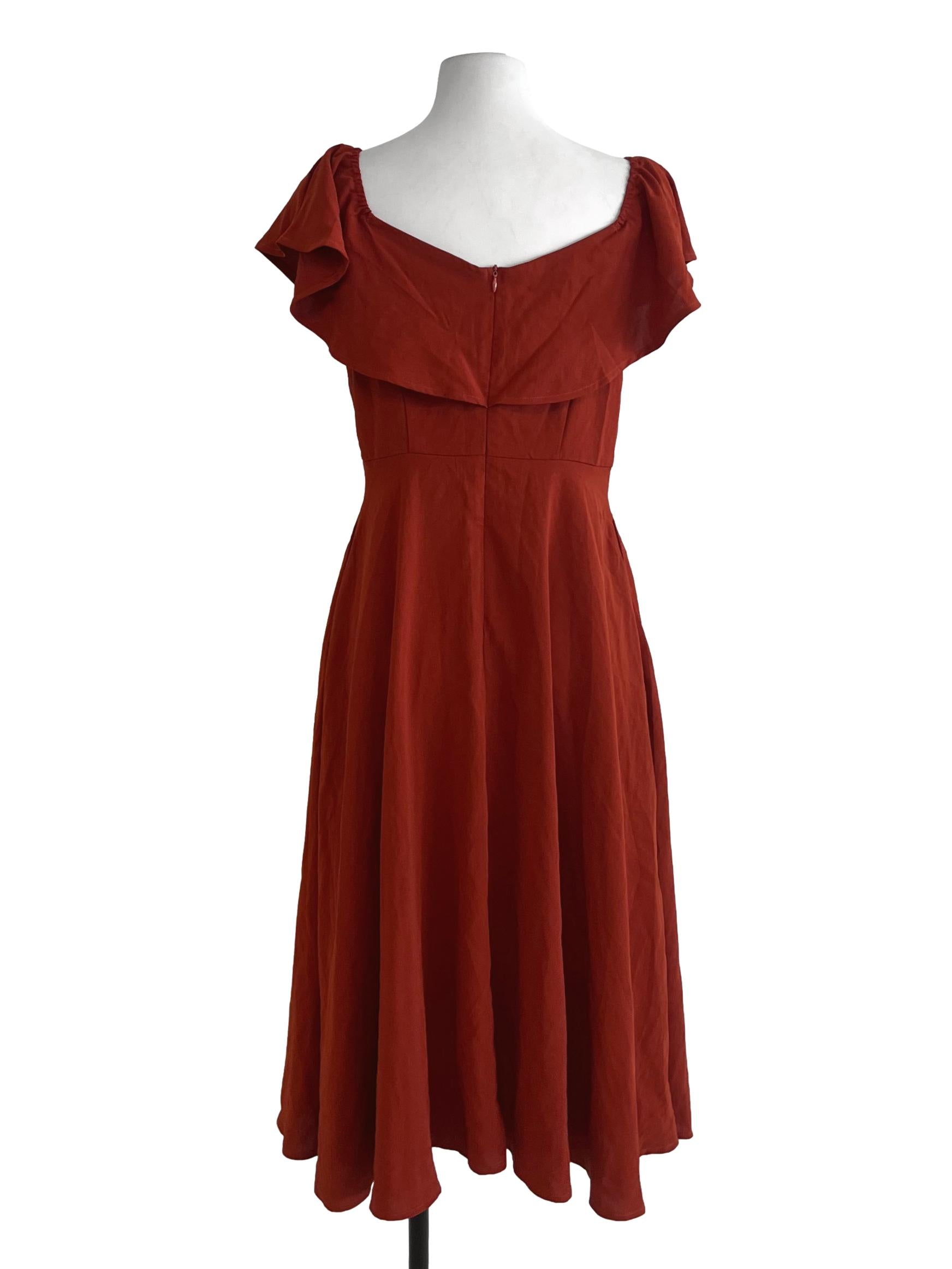 Amber Orange Plain Empire Dress