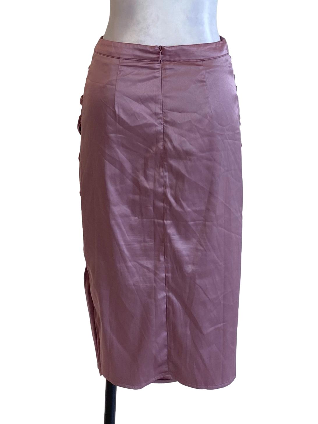 Mauve Purple Smooth Wrap Pencil Skirt