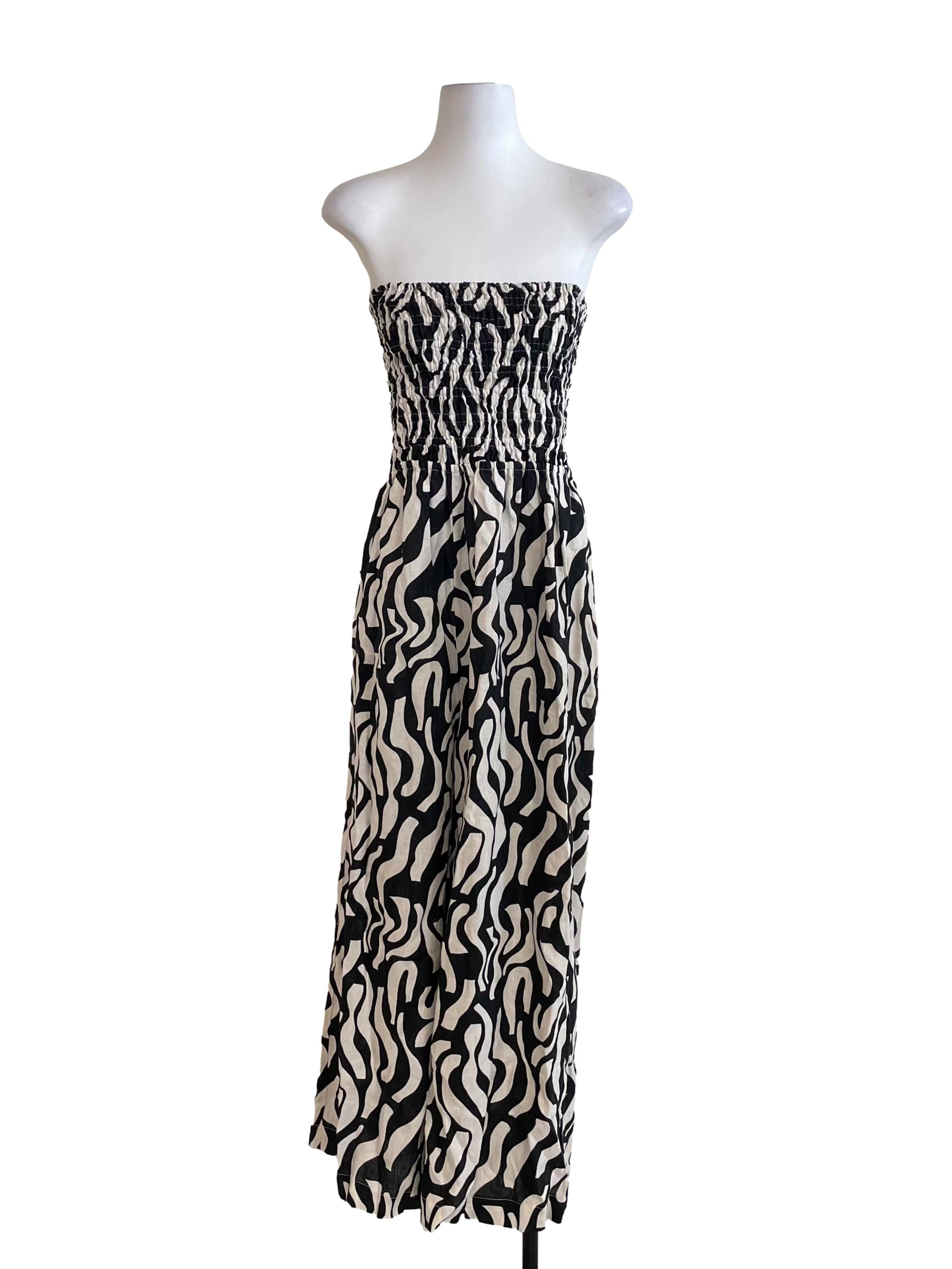 Black & White Geo Strapless Jumpsuit