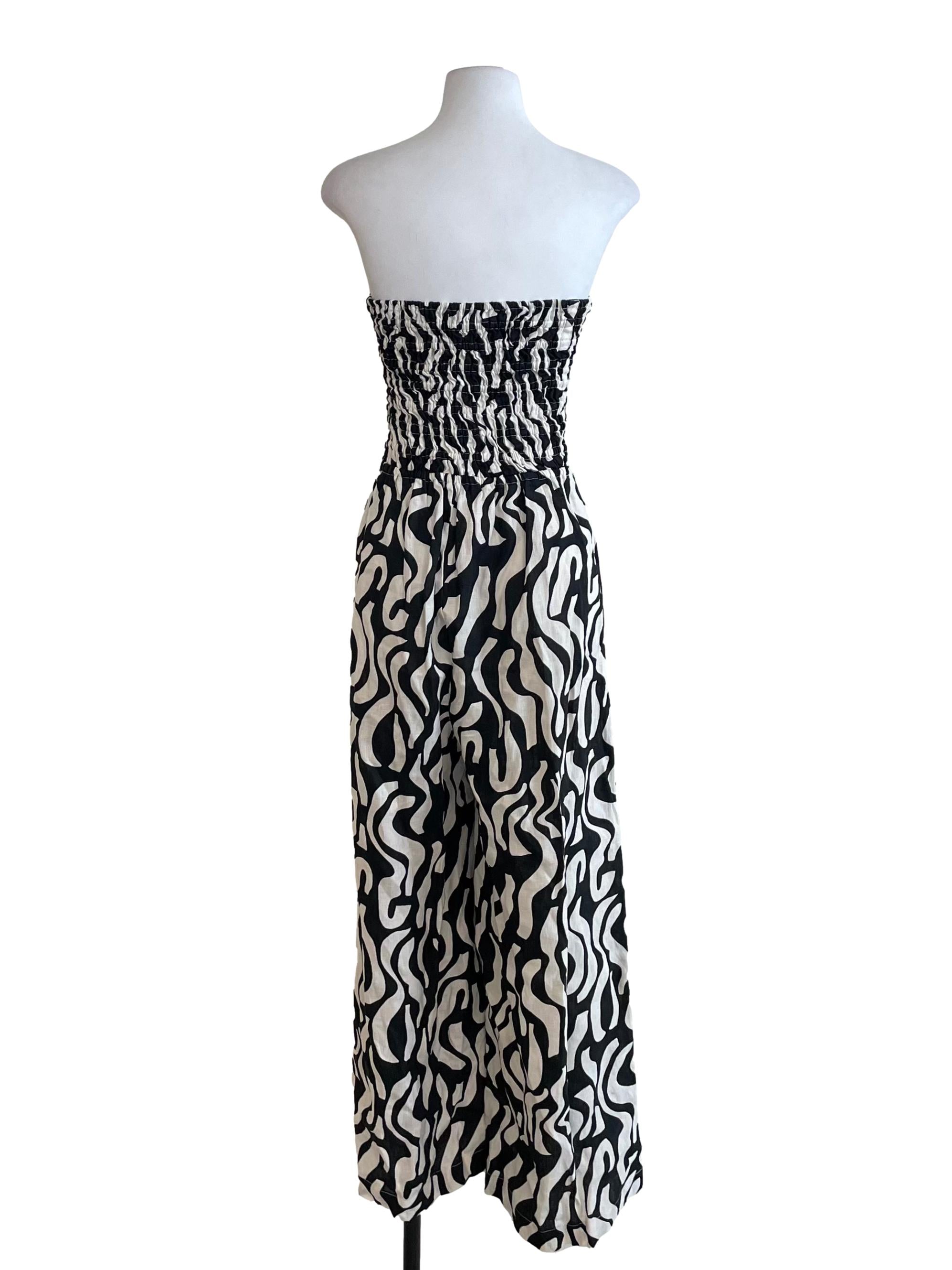 Black & White Geo Strapless Jumpsuit