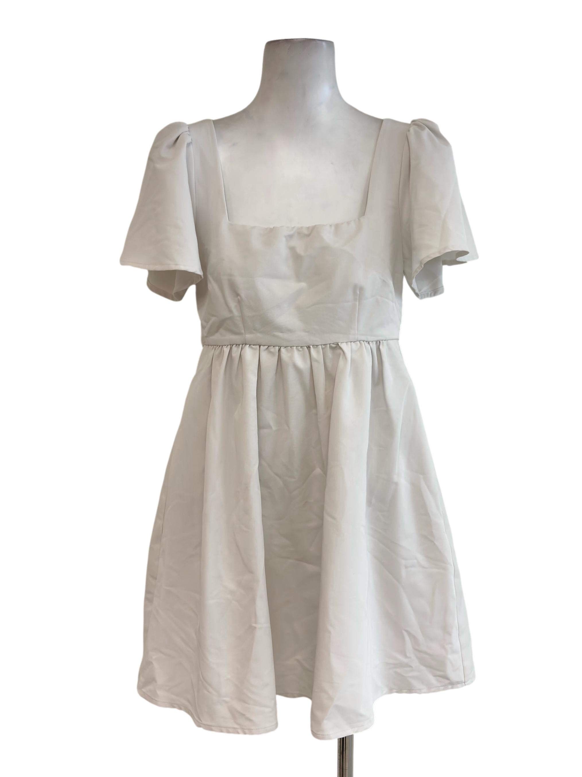 White Square Neck Mini Dress