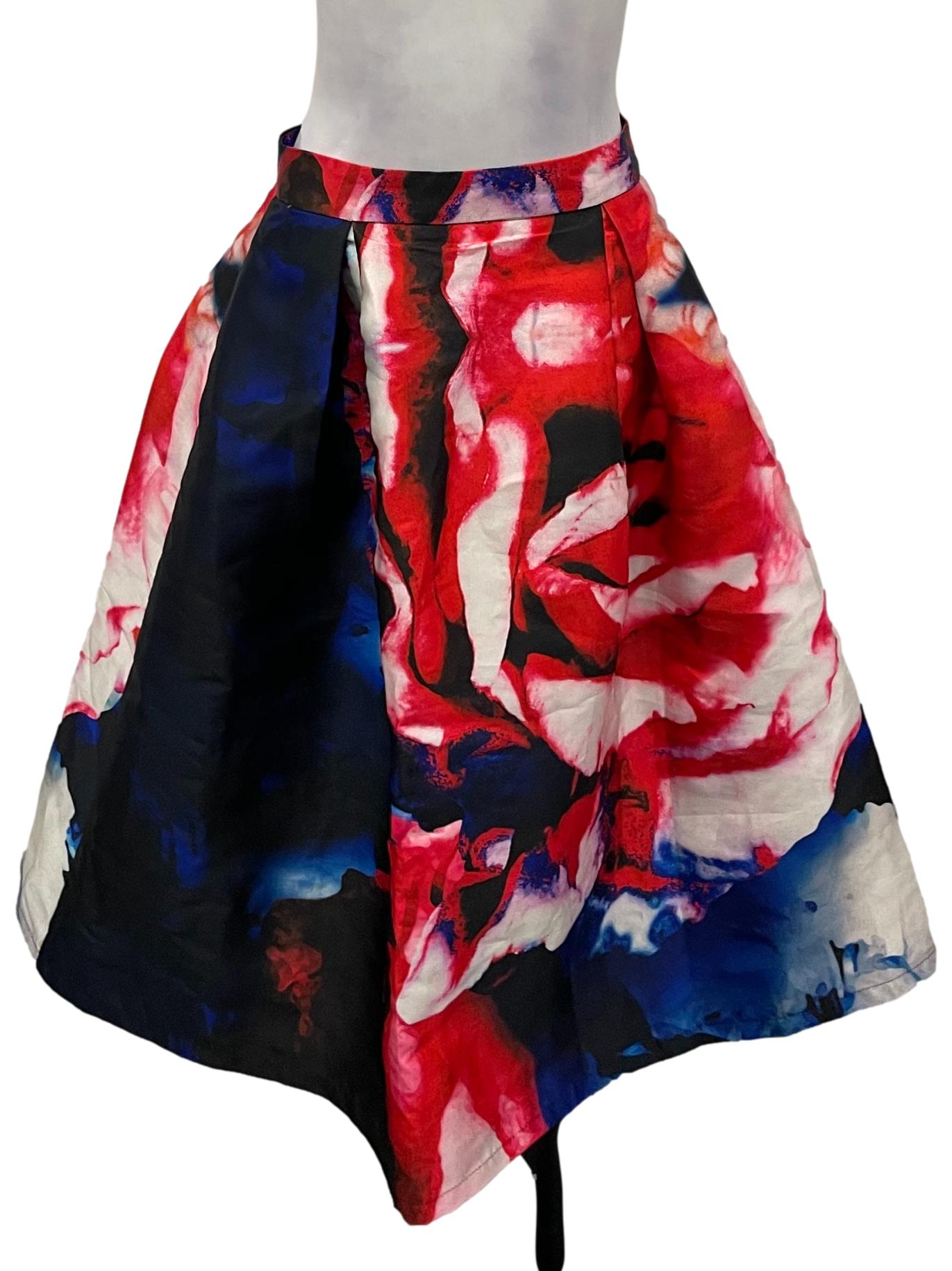Purple Blue And Red Abstract Puff Skirt