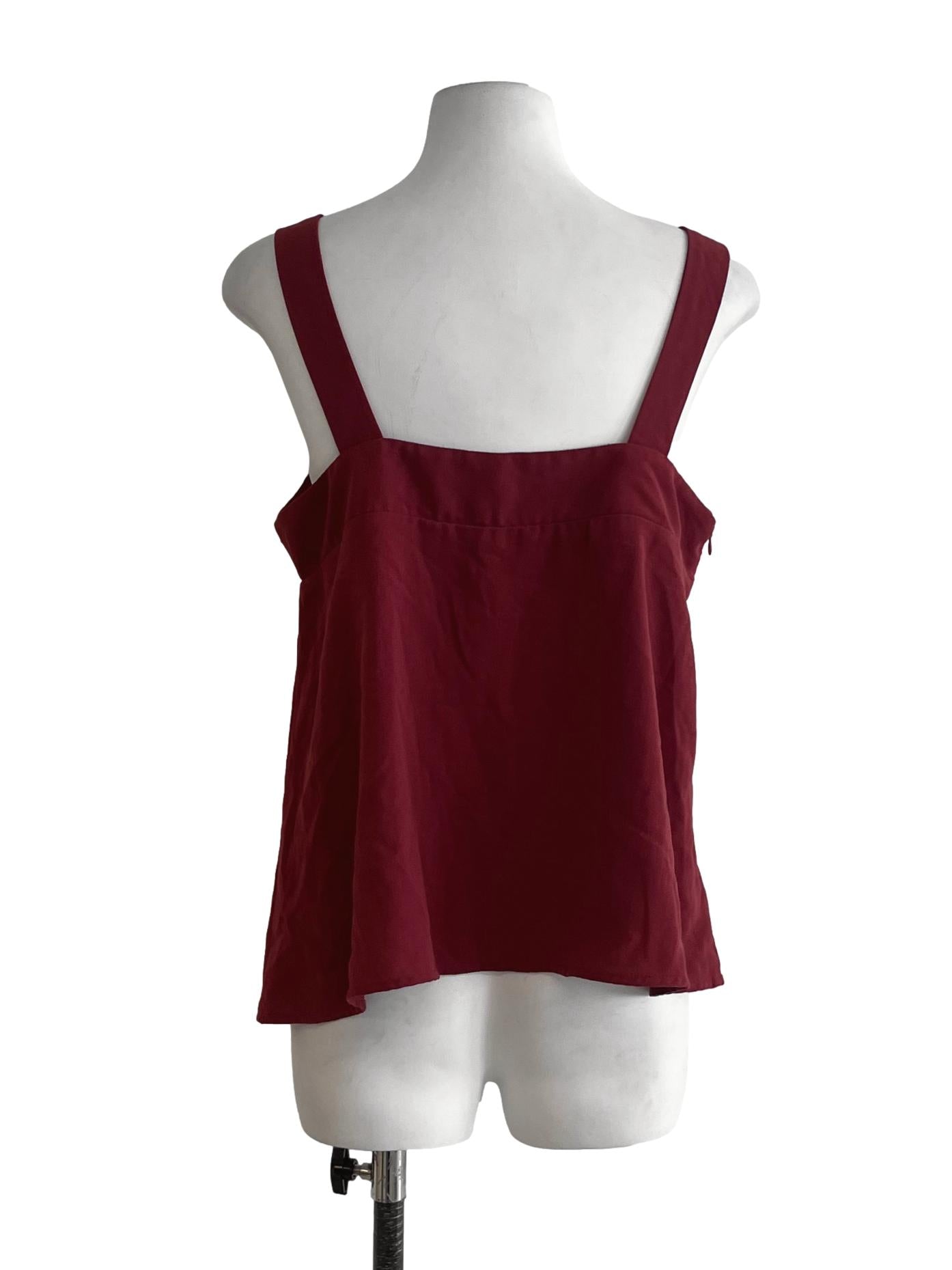 Brick Red Floral Sleeveless Top