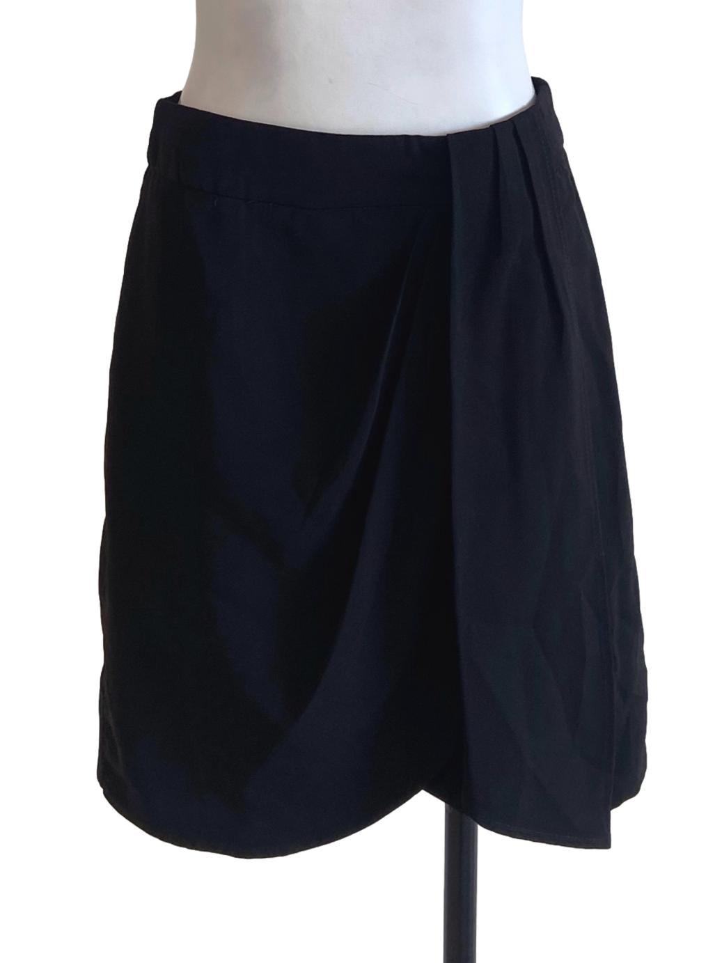 Black Flip Twill Slit Skirt