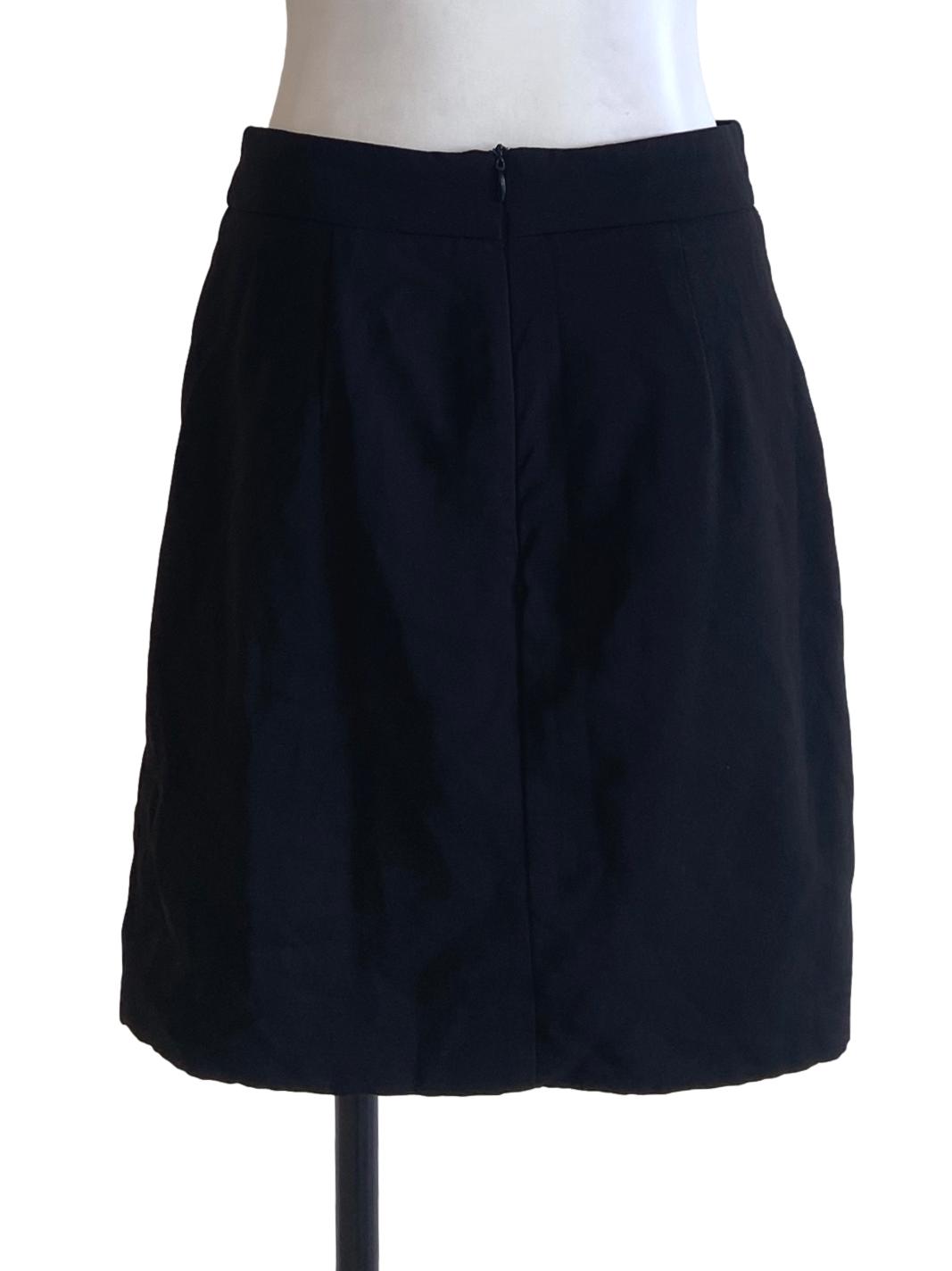 Black Flip Twill Slit Skirt