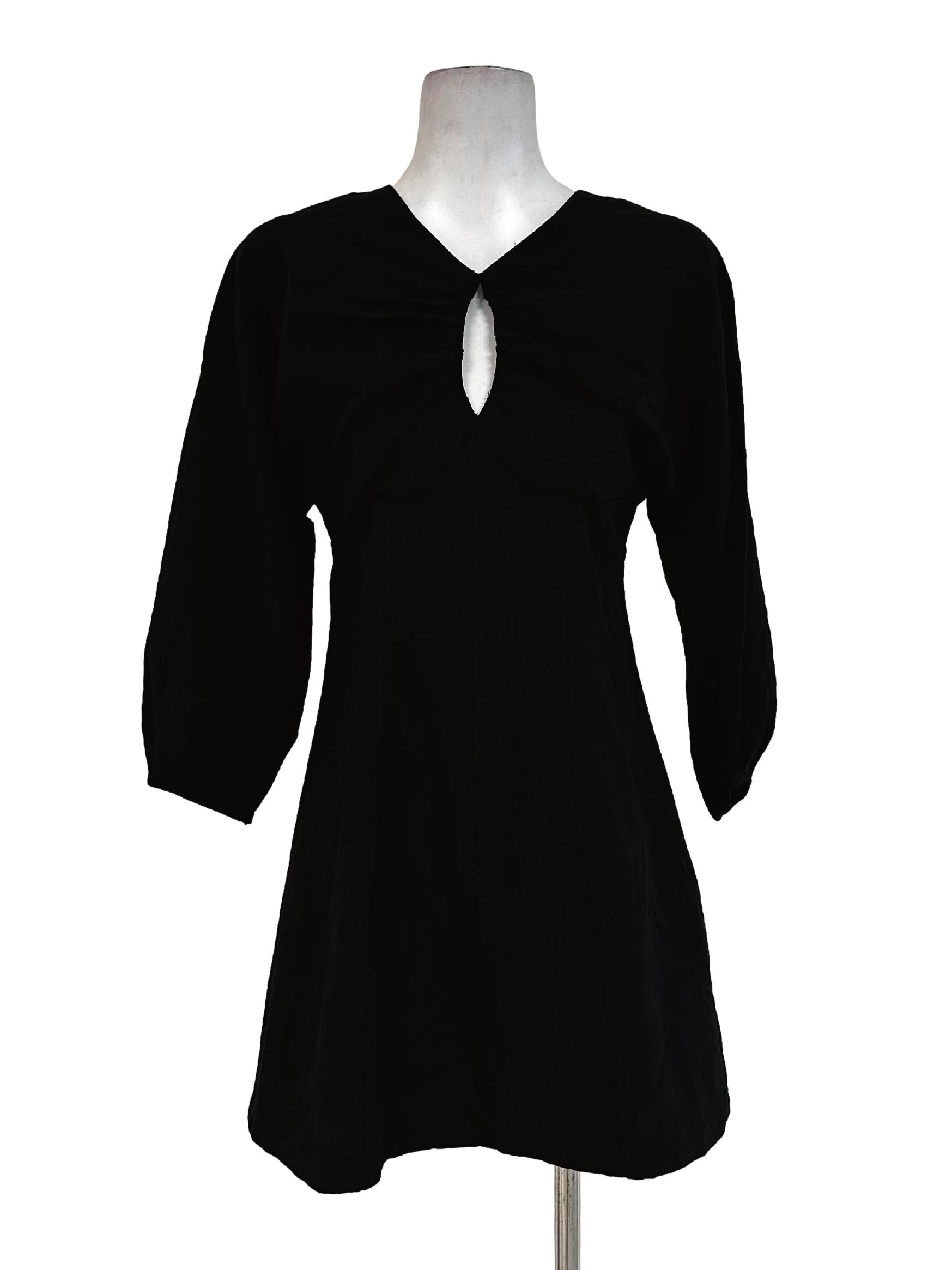 Black V Neckline Mini Dress