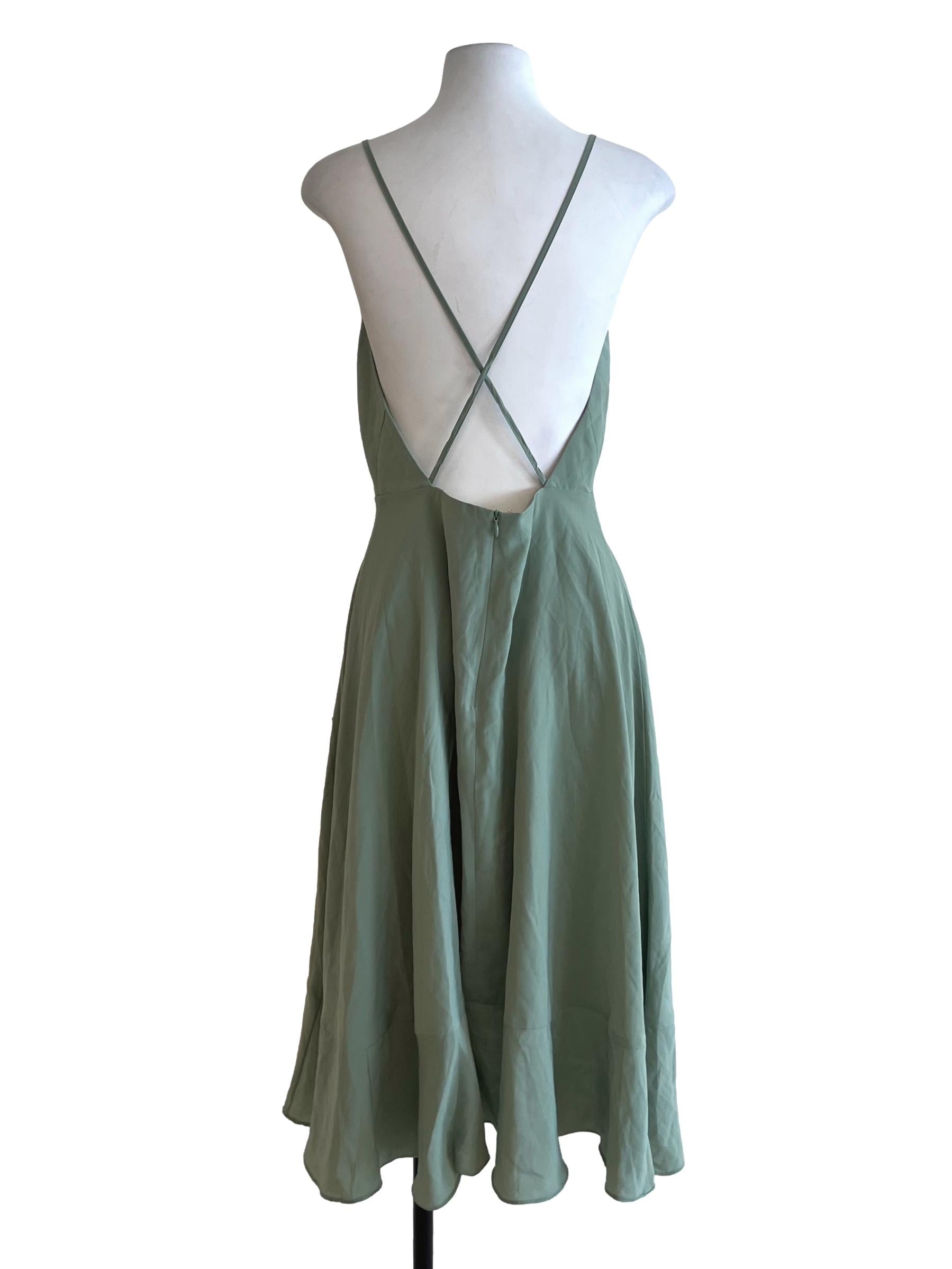 Sage Green Spaghetti Strap Babydoll Dress LB