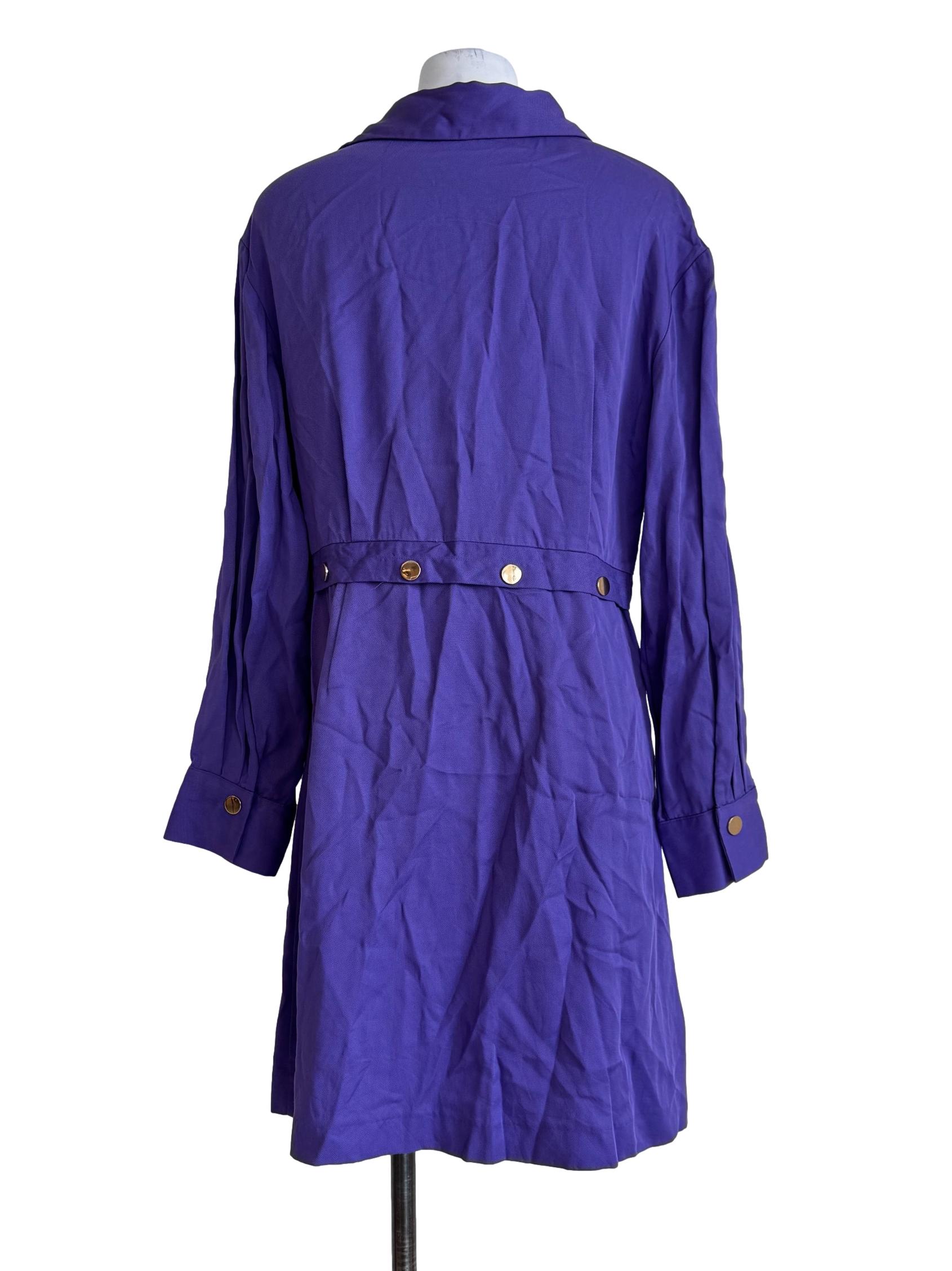 Aubergine Purple Long Sleeve Shirt Dress