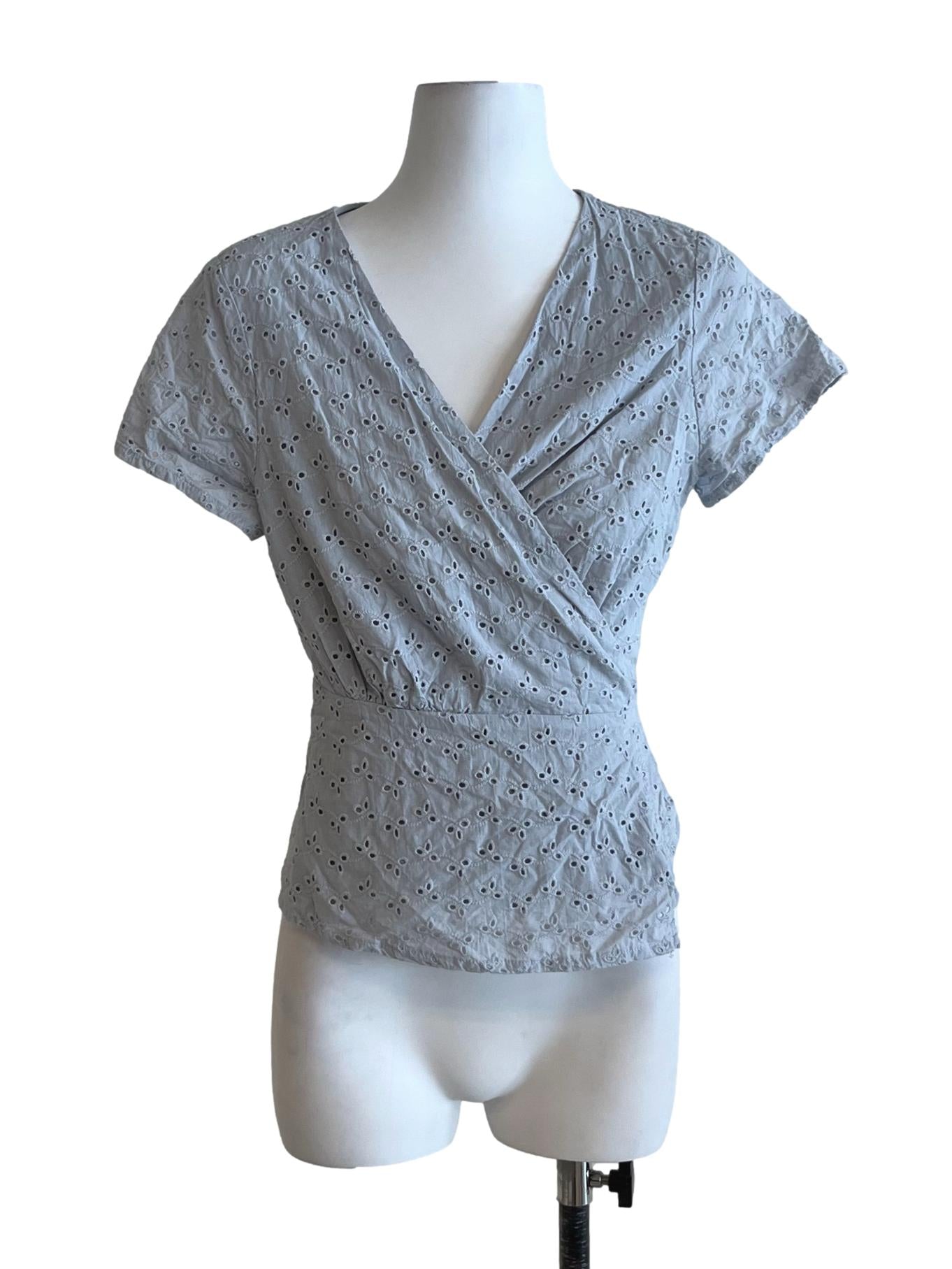 Stone Blue V-Neckline Blouse