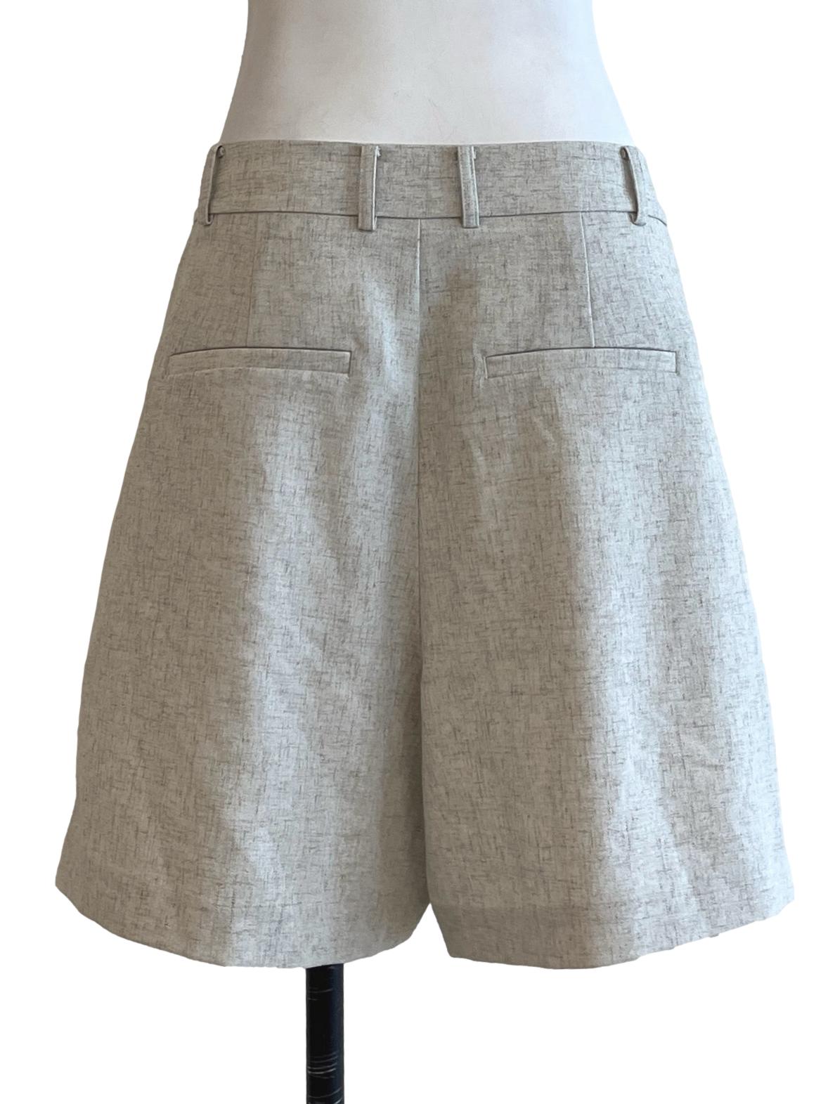 Beige White Pleated Shorts LB