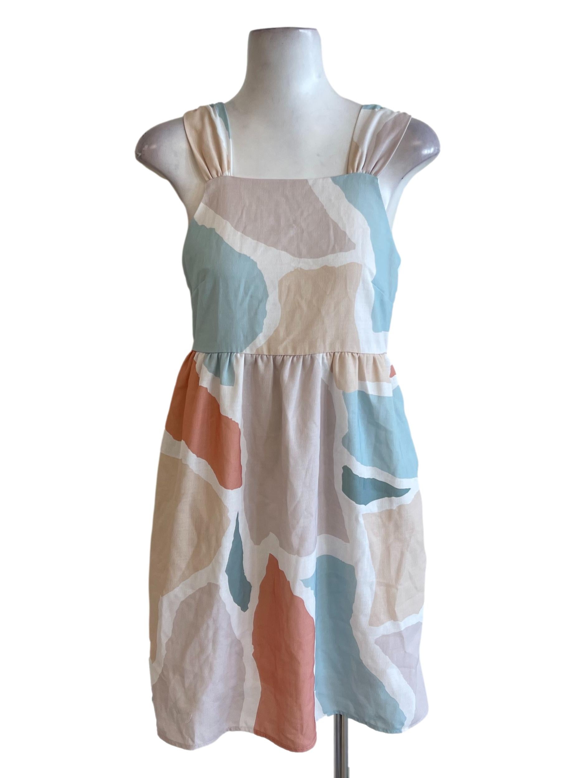 Pastel Abstract Queen Anne Dress