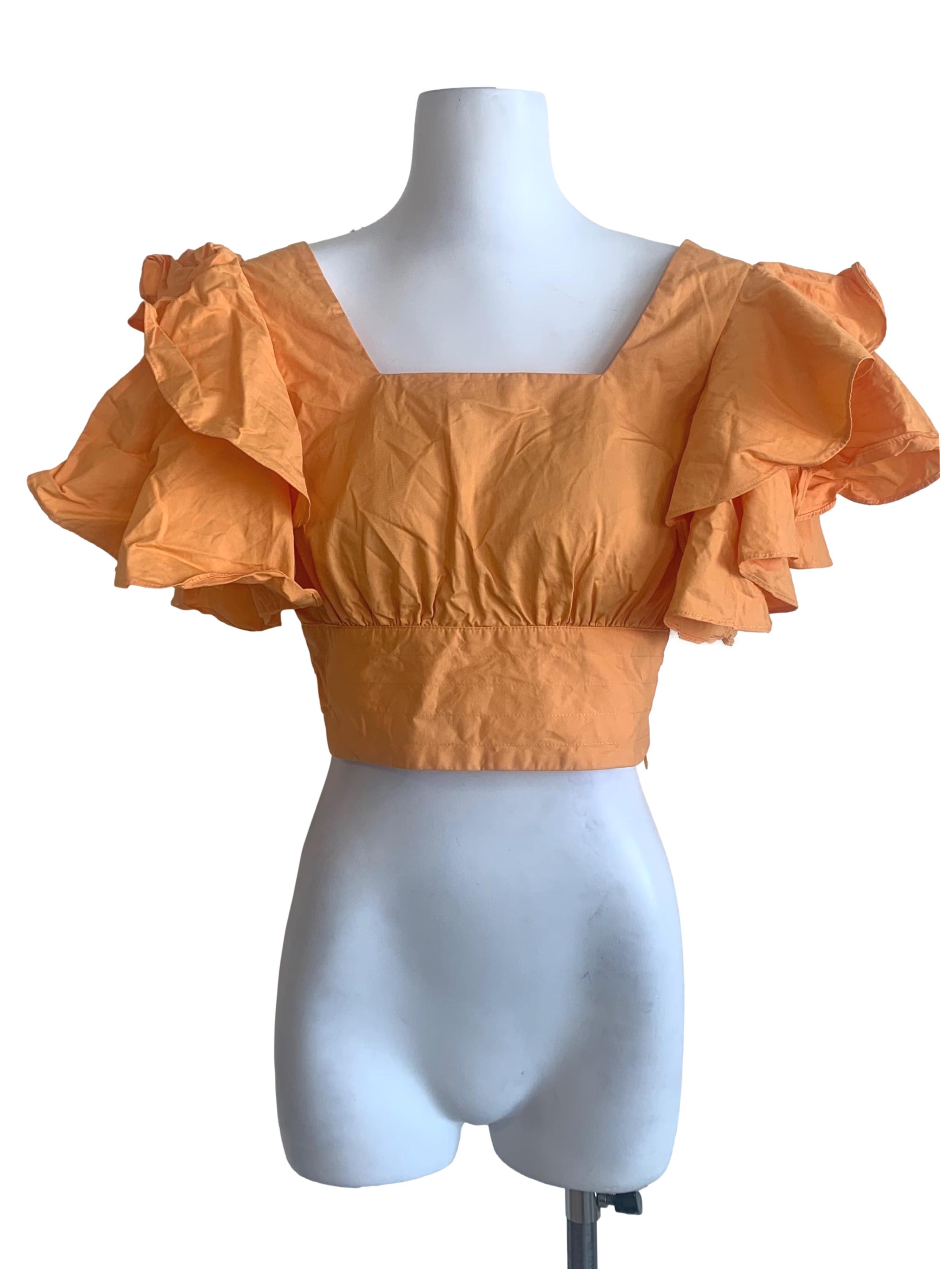 Marigold Orange Circular-Cap Top