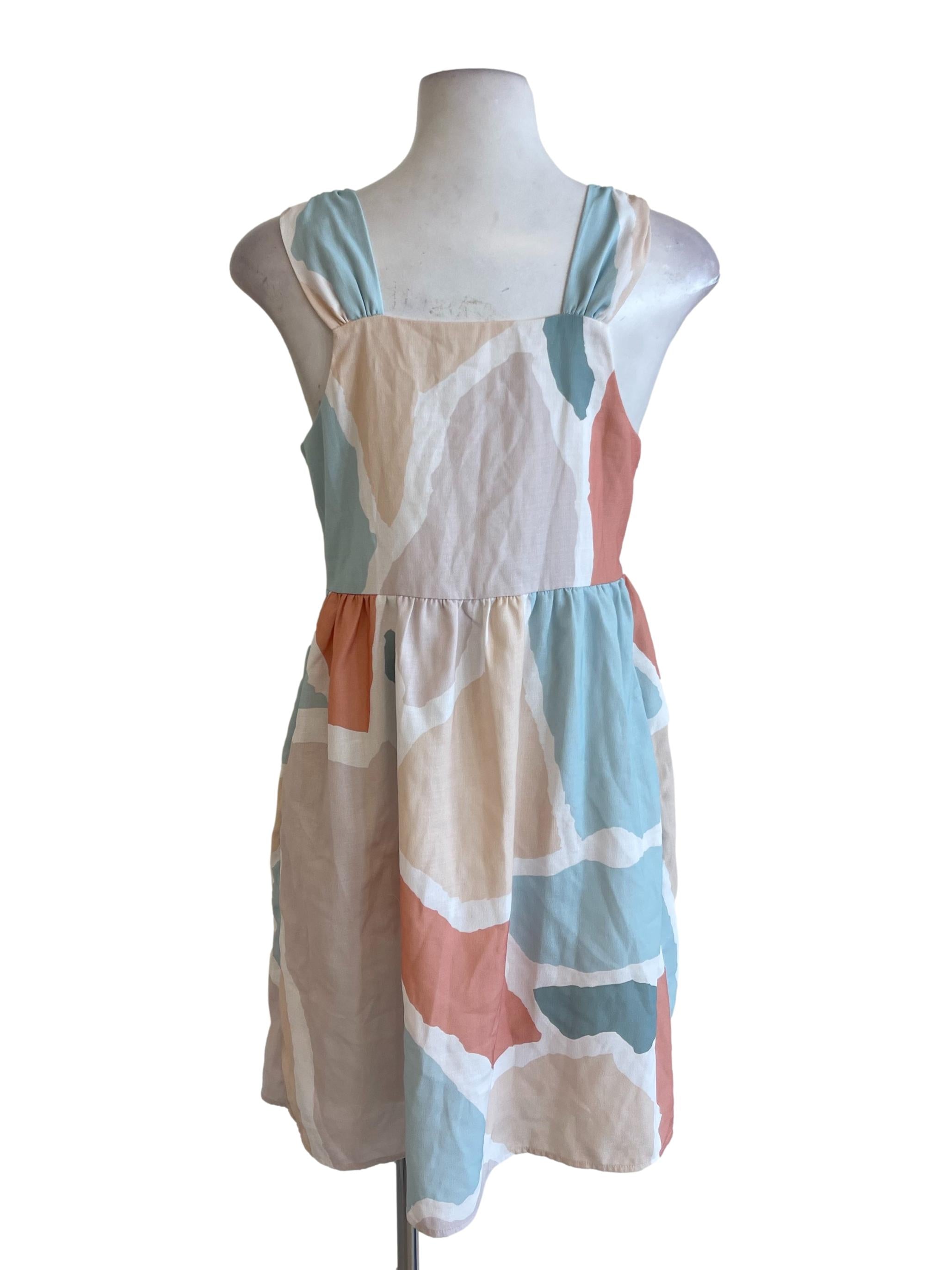 Pastel Abstract Queen Anne Dress