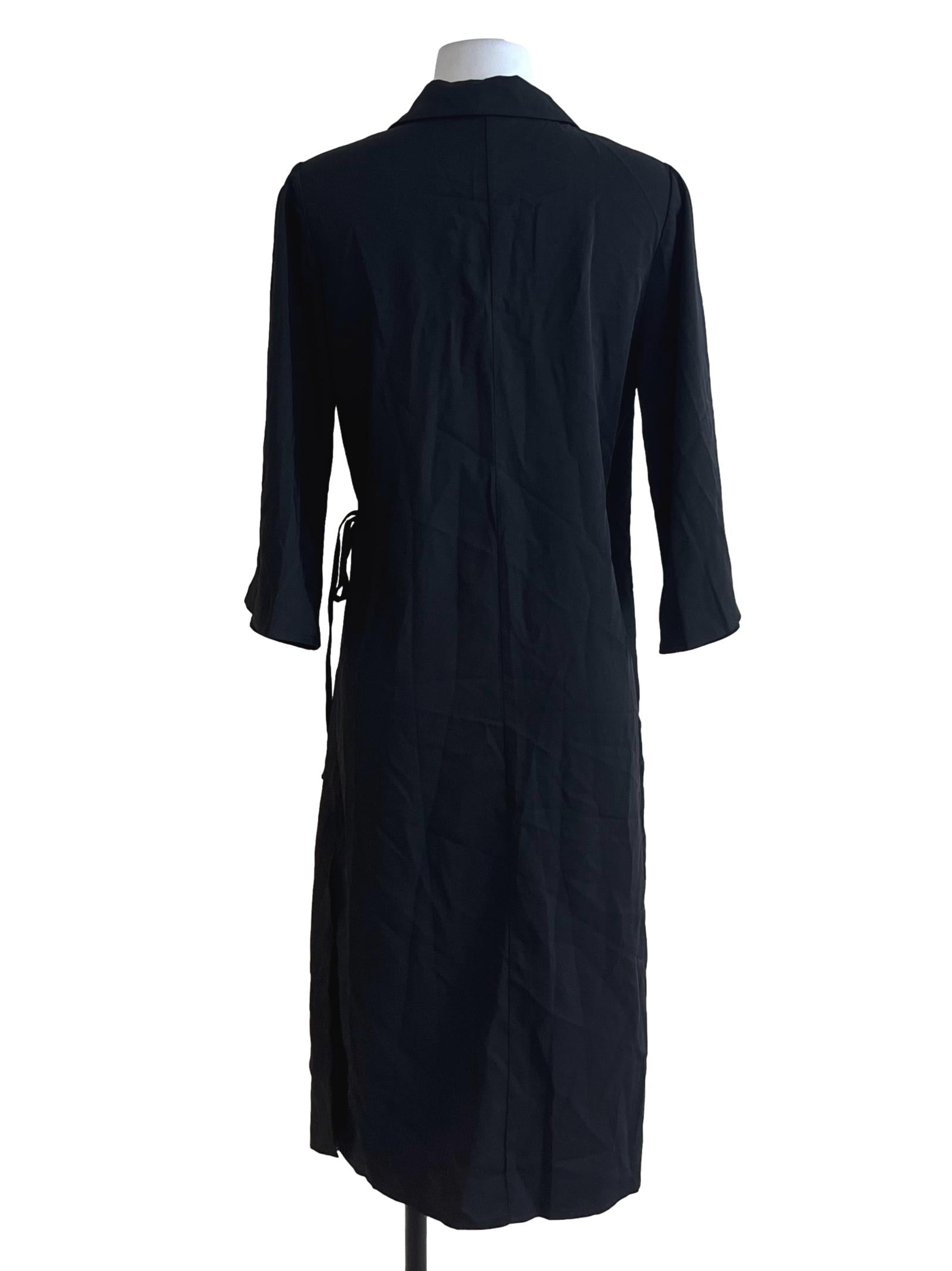 Black Notched Neckline Wrap Dress LB