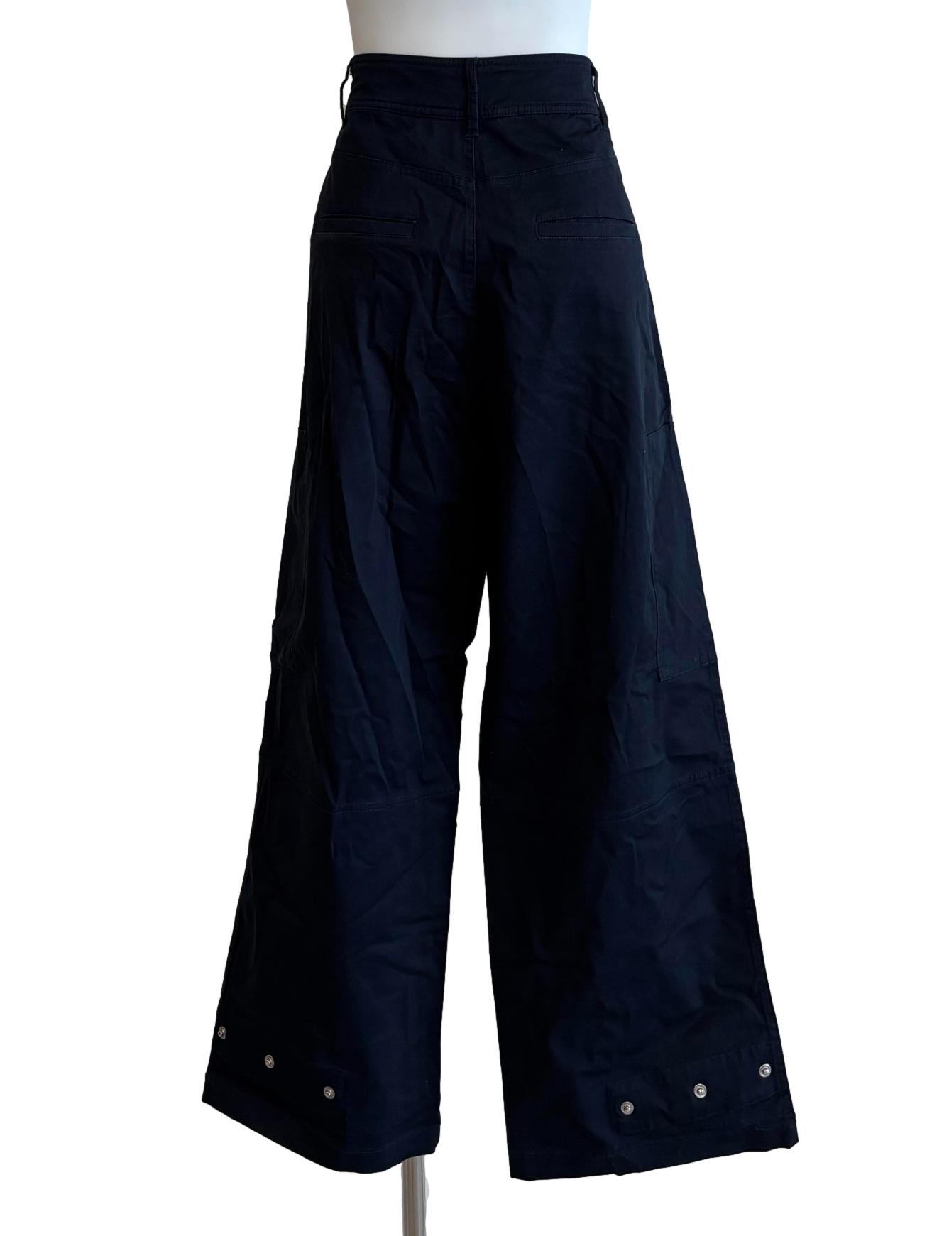 Blue Black Wide Leg Cotton Pants