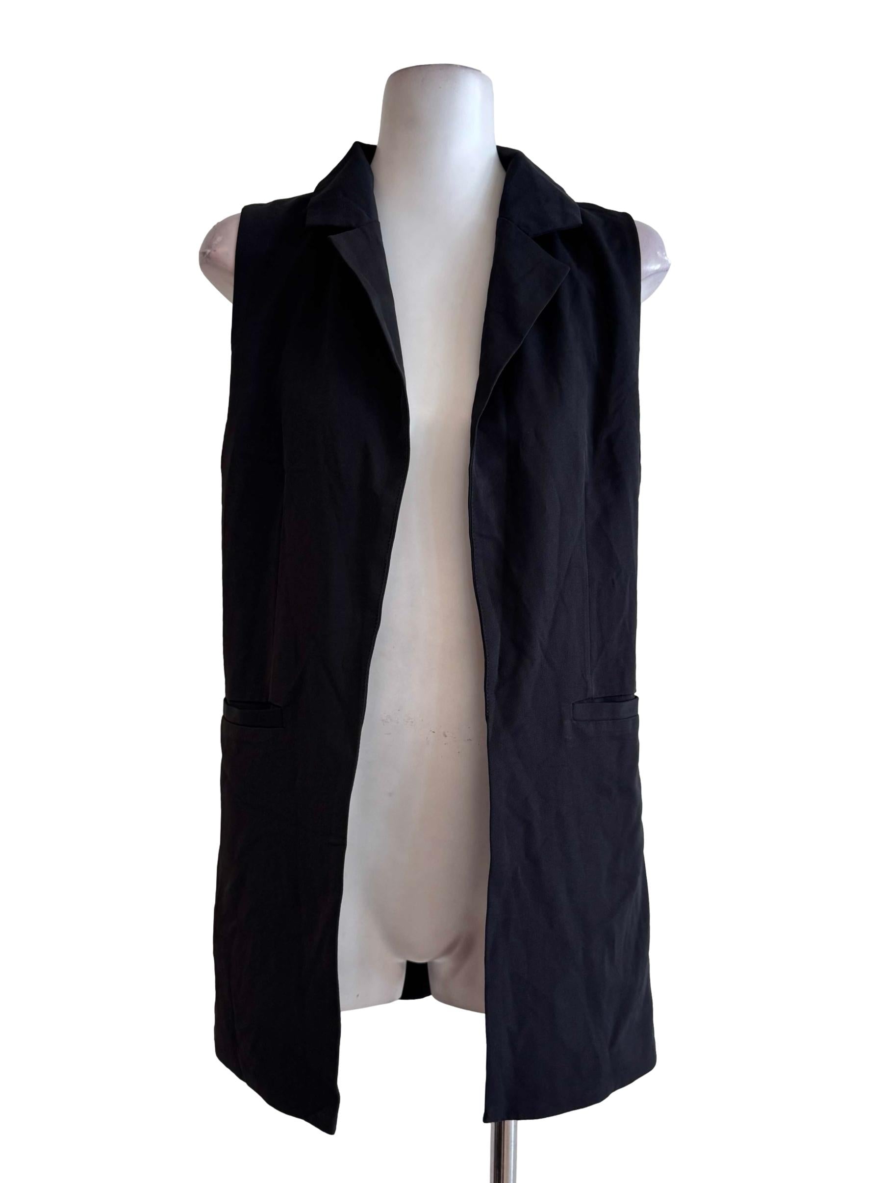 Black Sleeveless Longline Vest