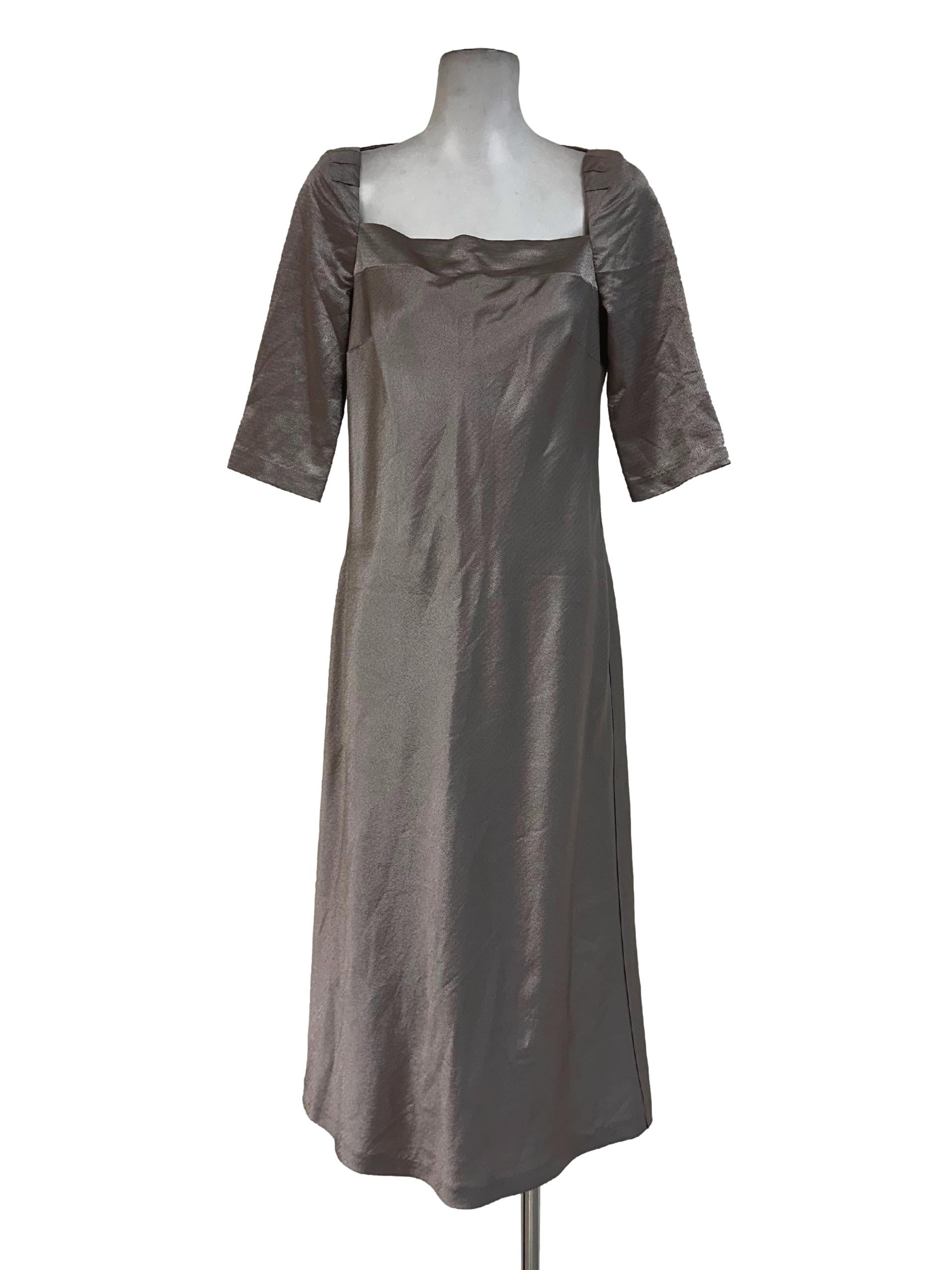 Sepia Square Neck Shimmer Dress