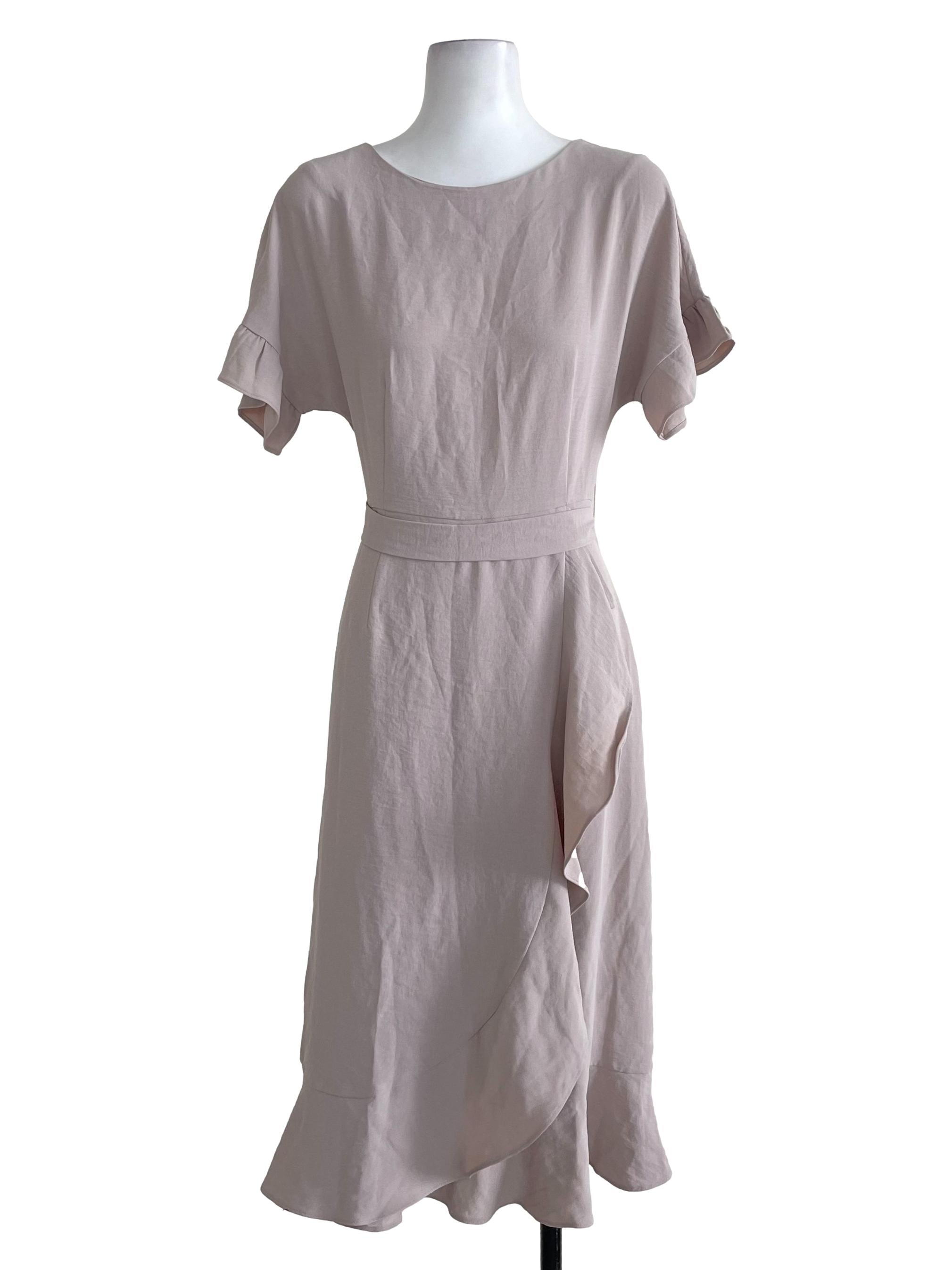 Bone White Ruffled Slip Dress