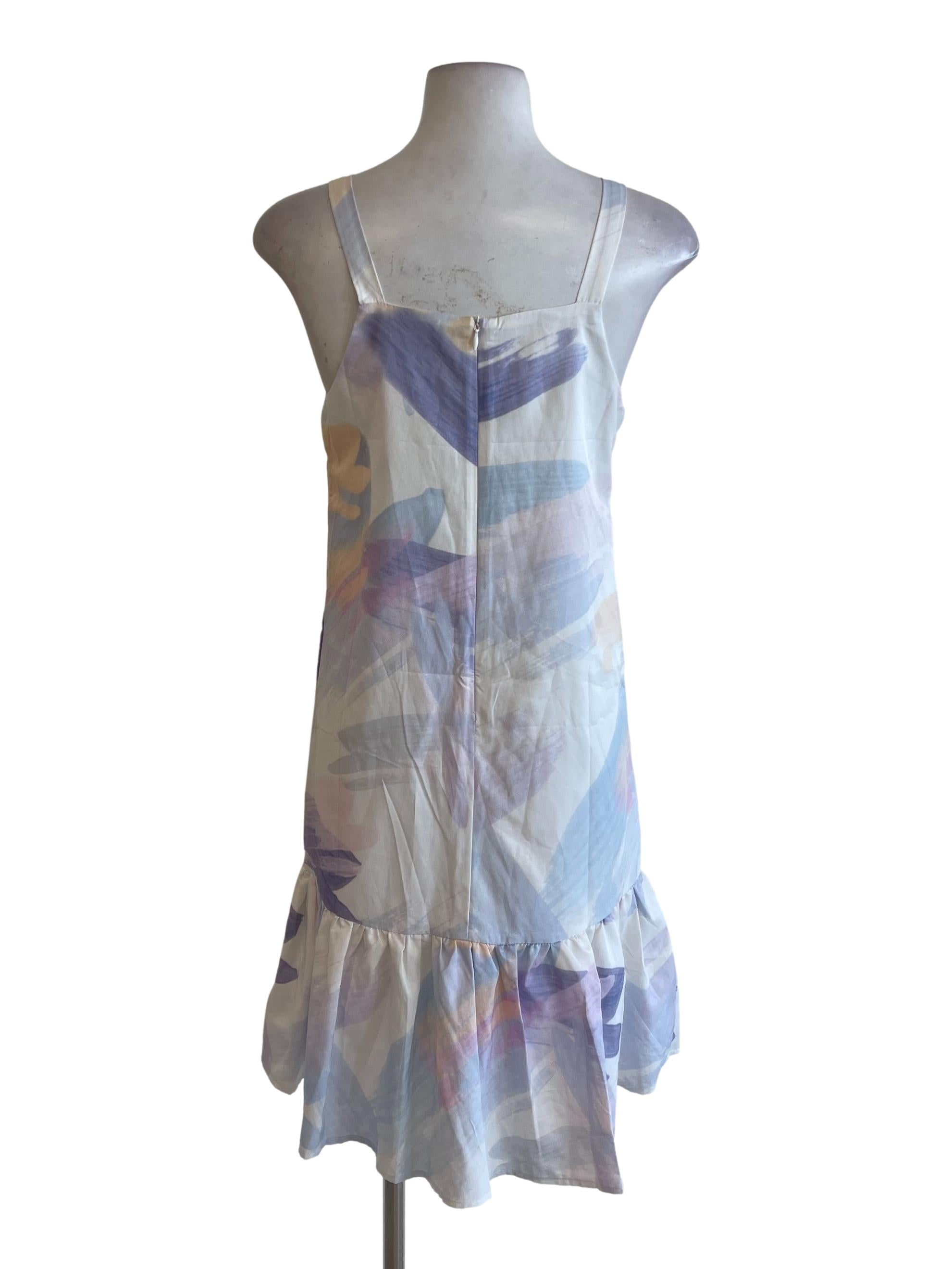 Purple Color Block Abstract Drop Waist Dress