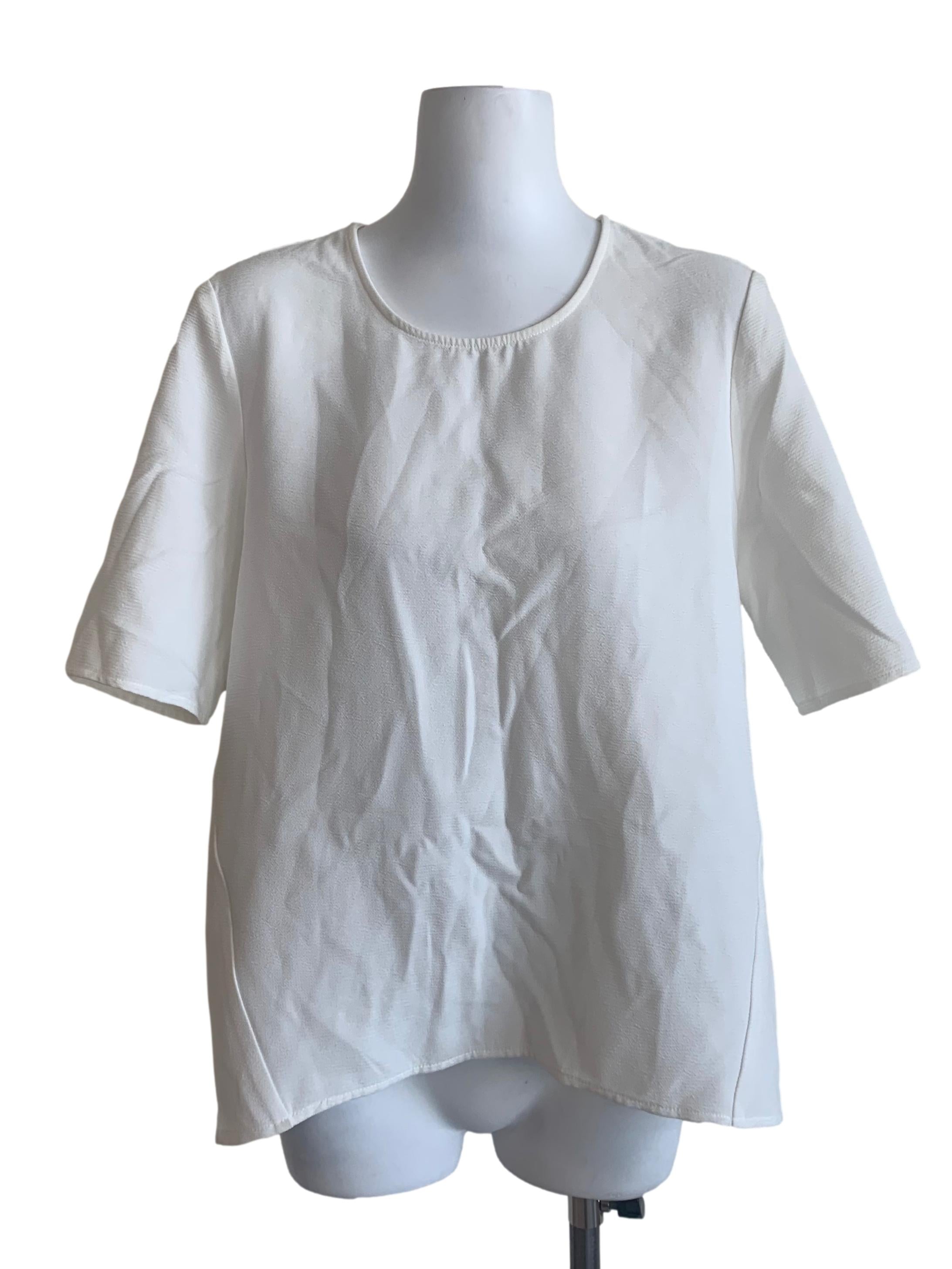 Rice White Round Neck Top