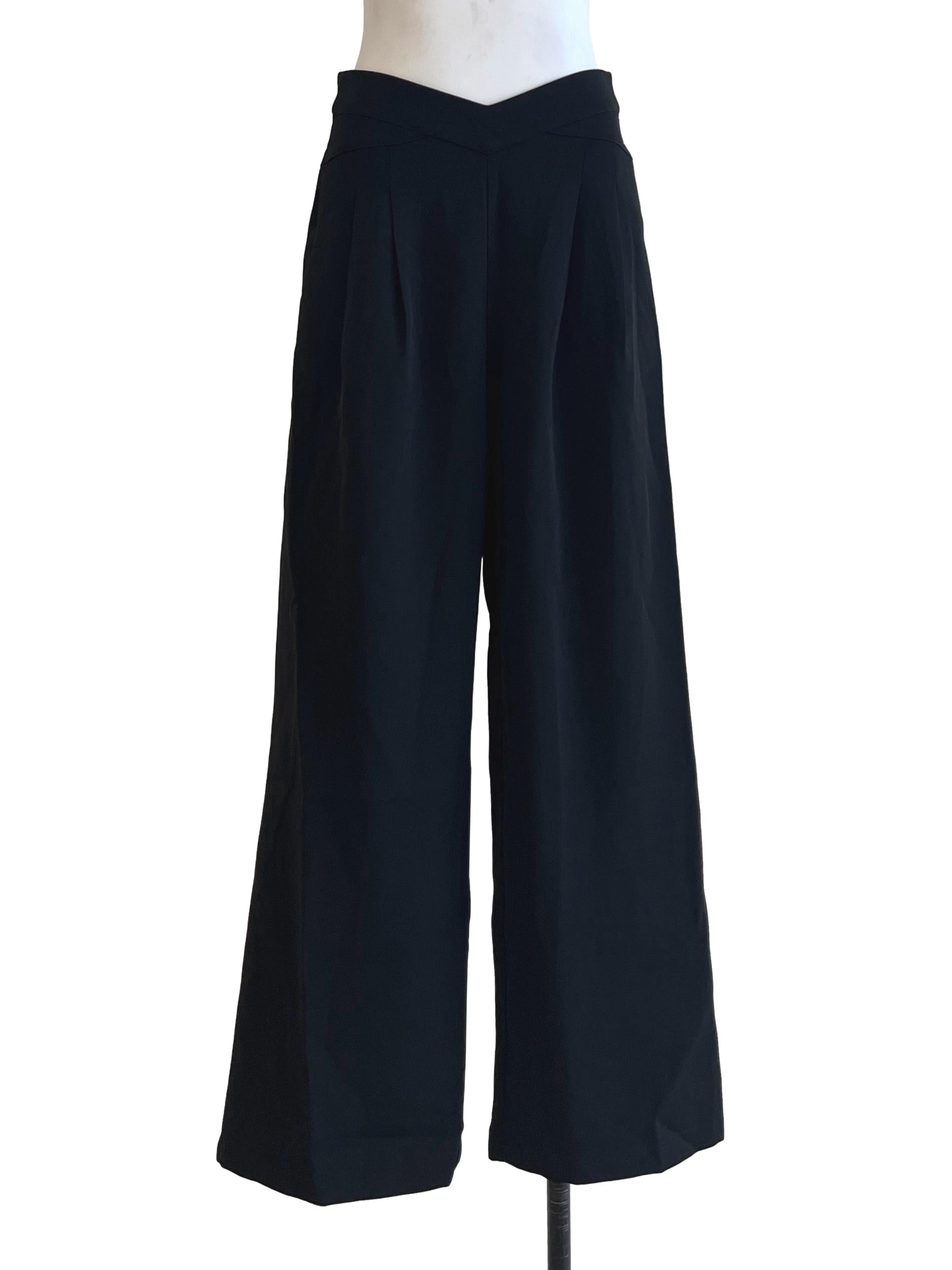 Jet Black Wide Leg Pants