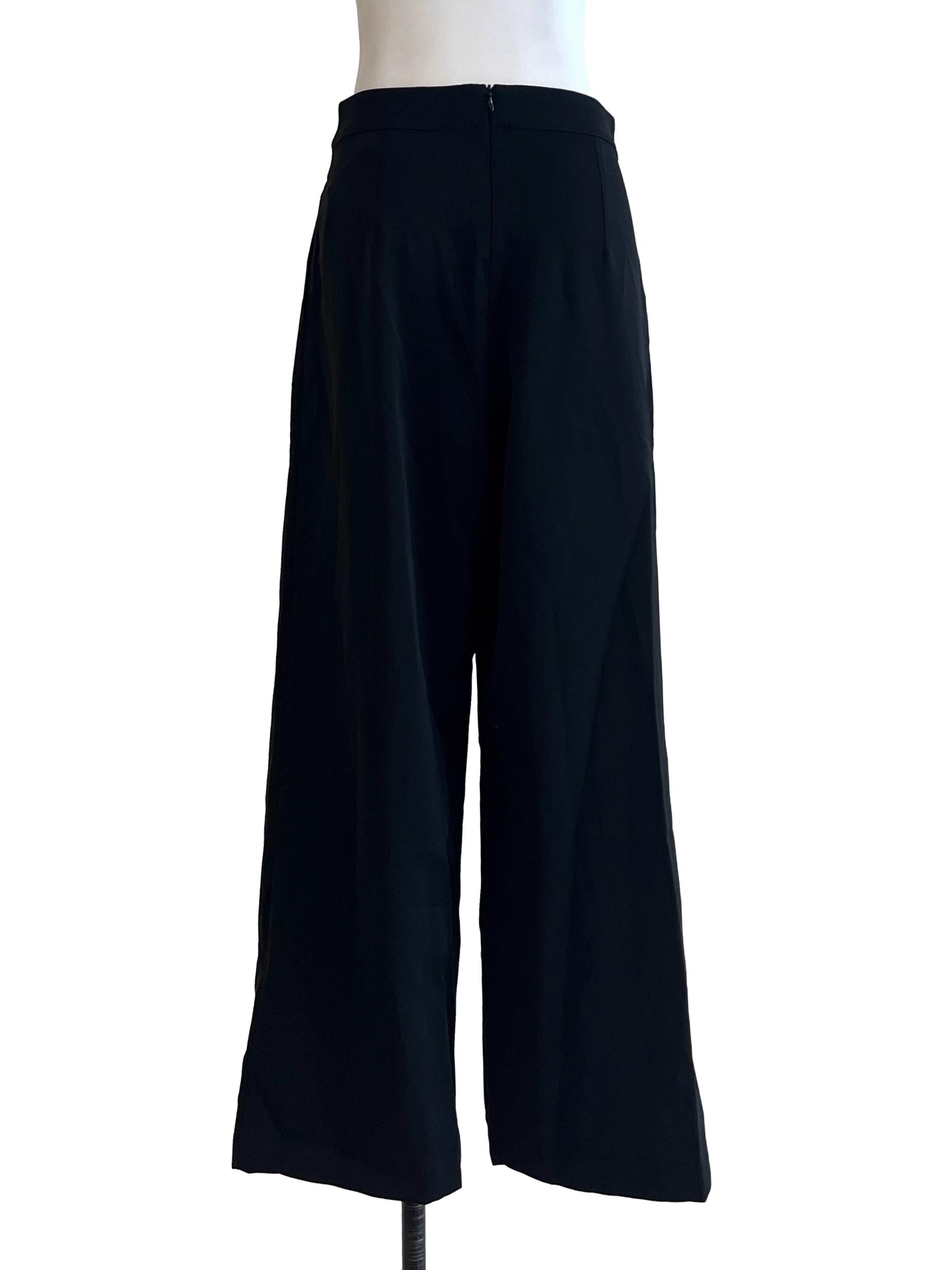 Jet Black Wide Leg Pants