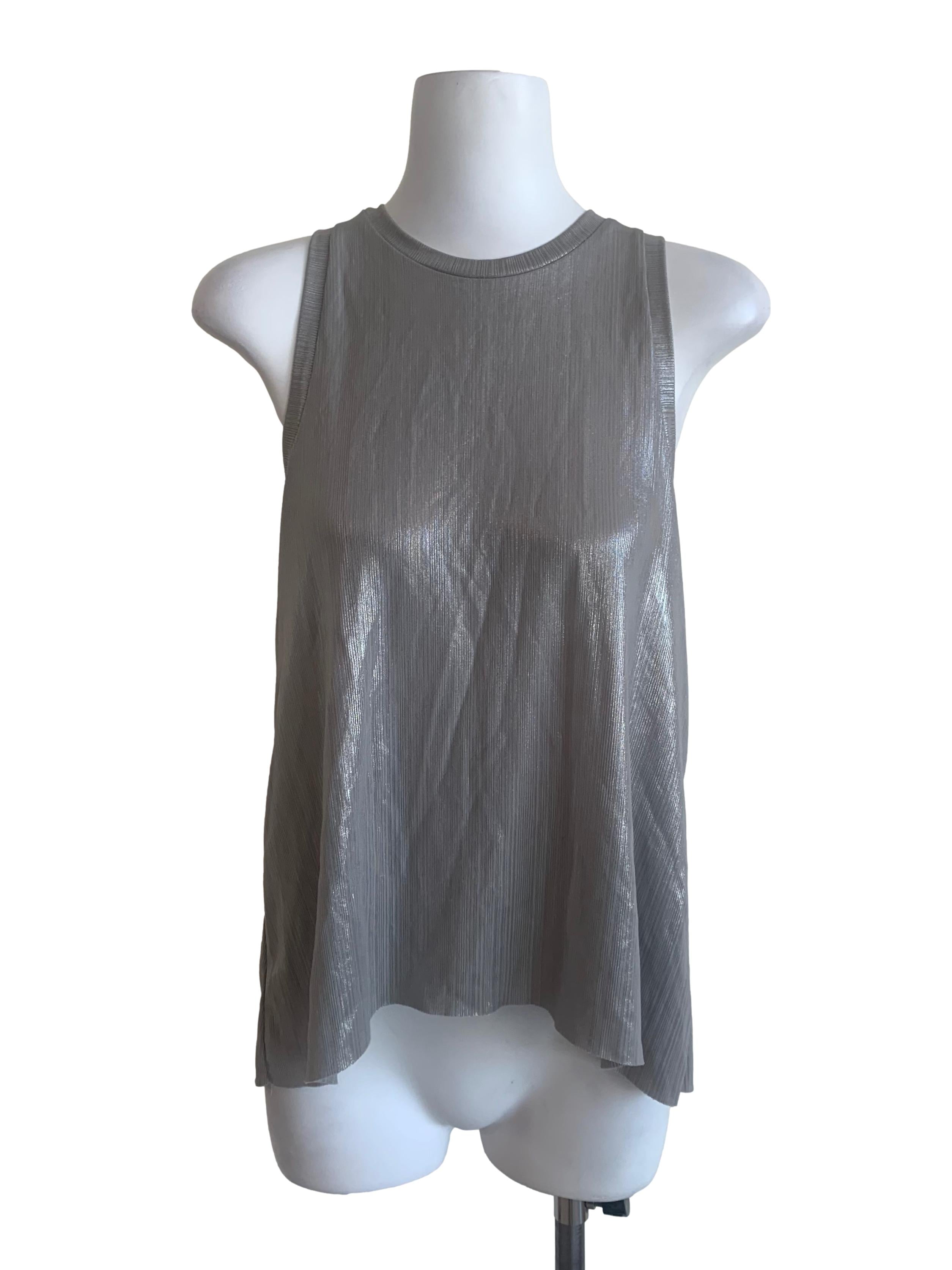 Graphite Grey Shiny Round Neck Top