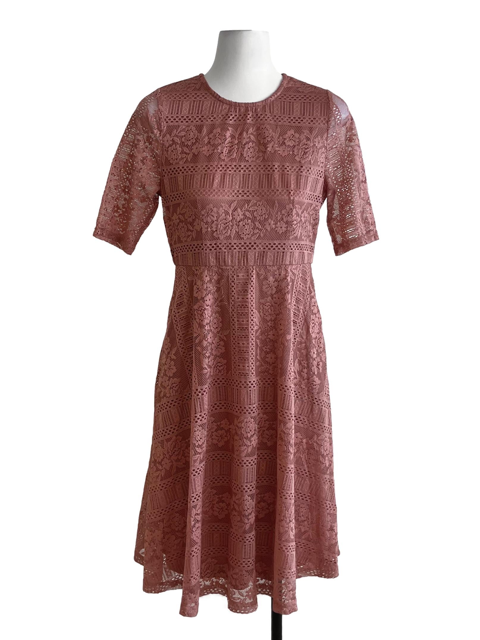 Blush Red Lace Empire Dress